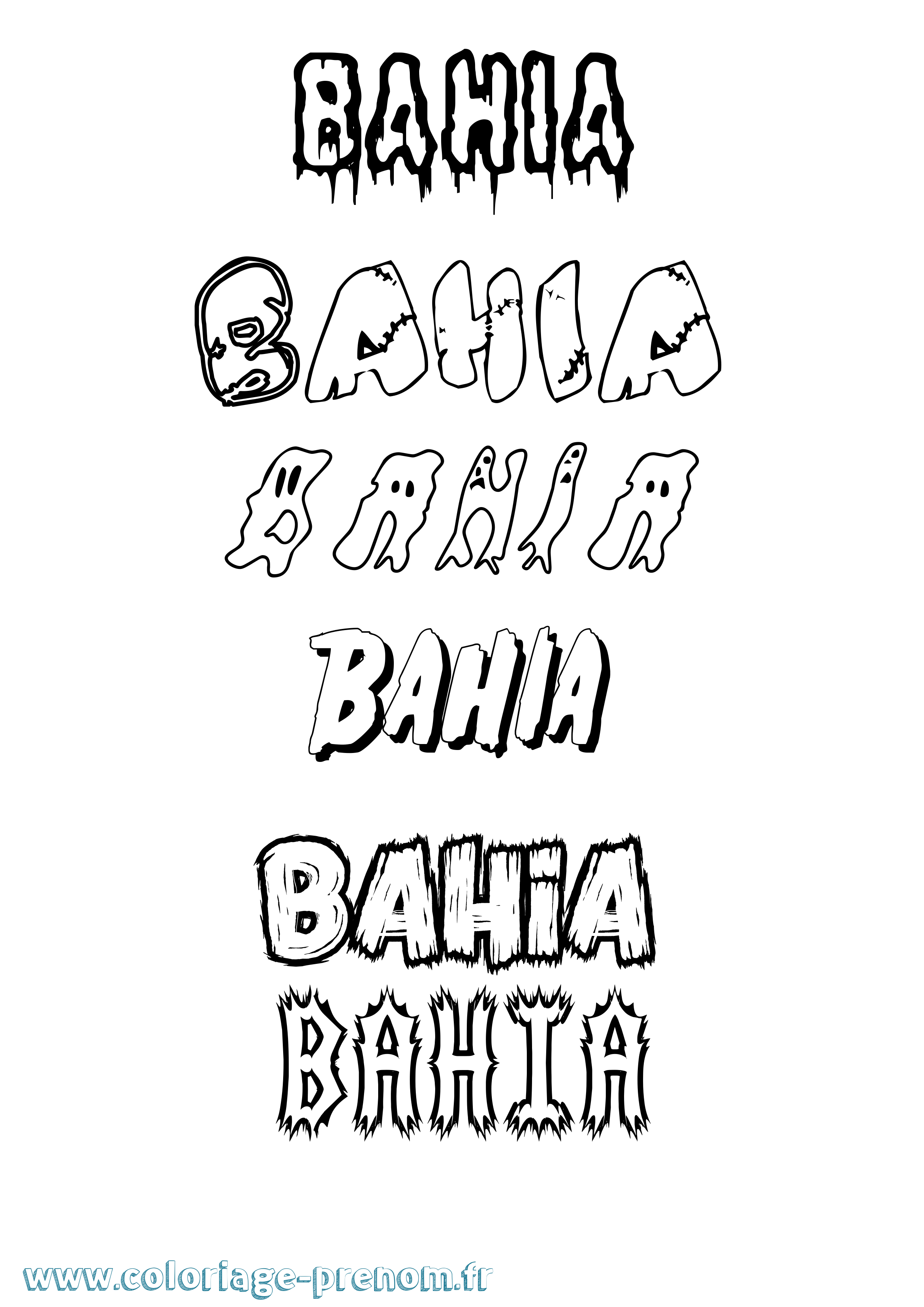 Coloriage Bahia Coloriage prénom Bahia
