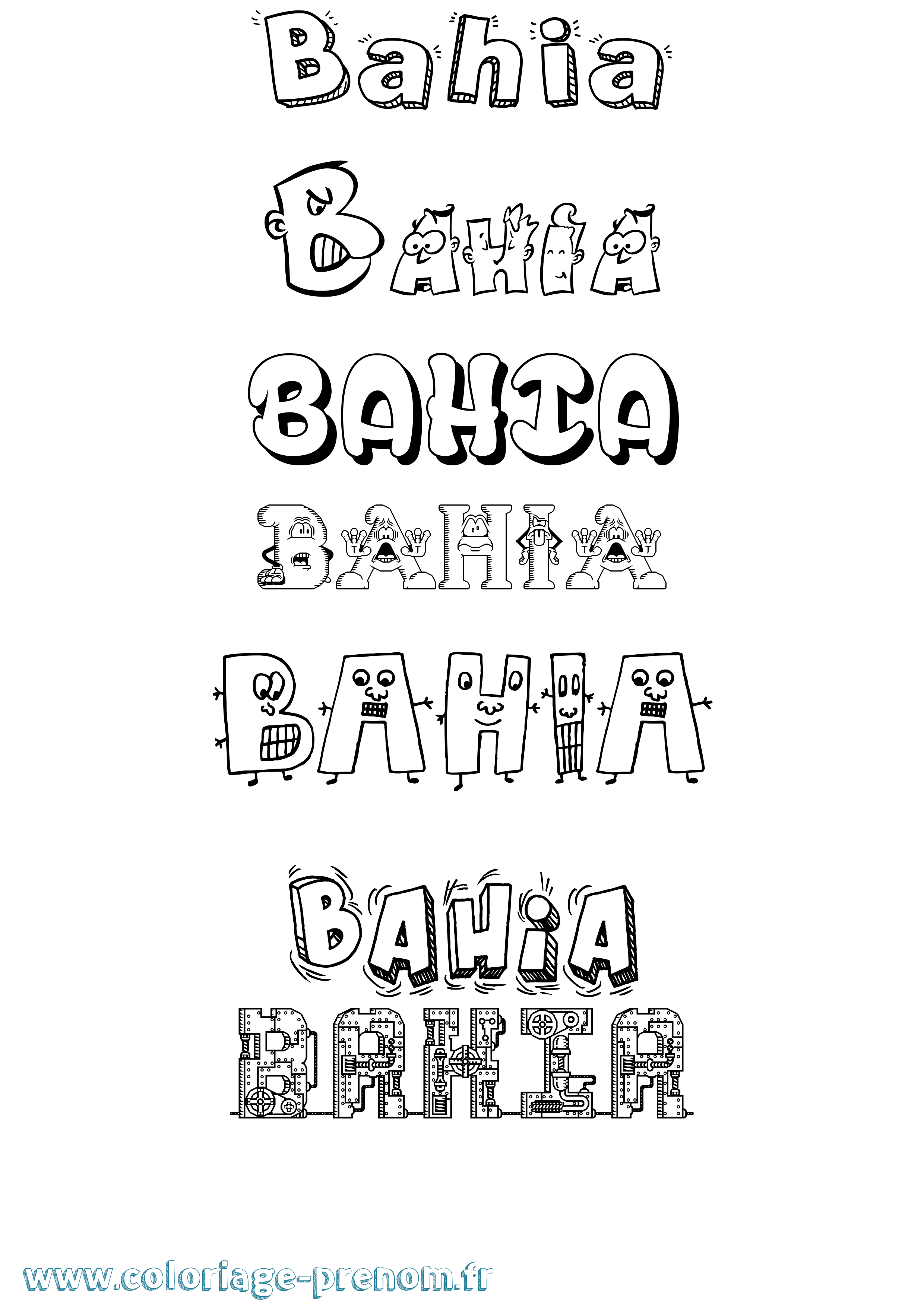 Coloriage Bahia Coloriage prénom Bahia