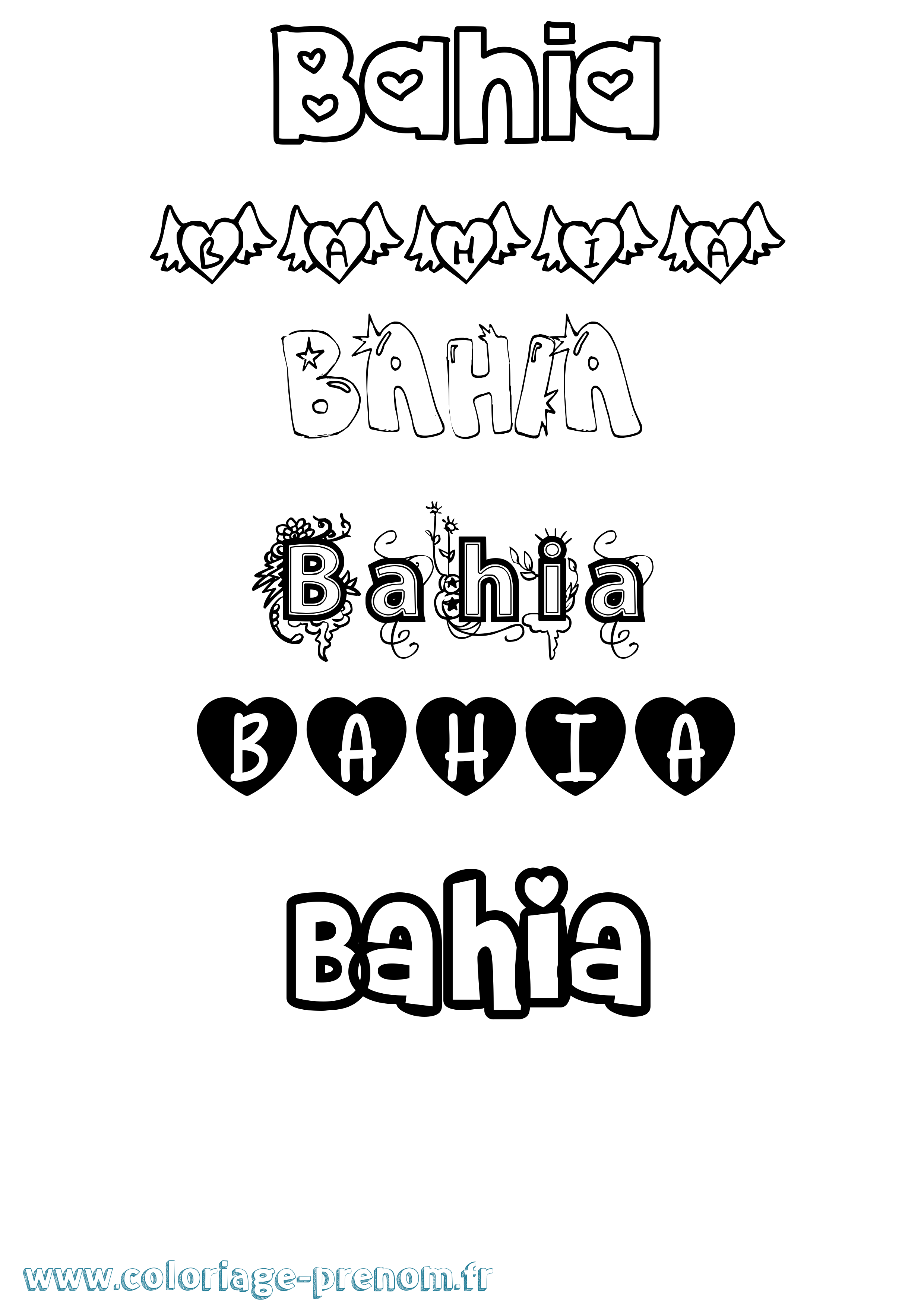Coloriage Bahia Coloriage prénom Bahia