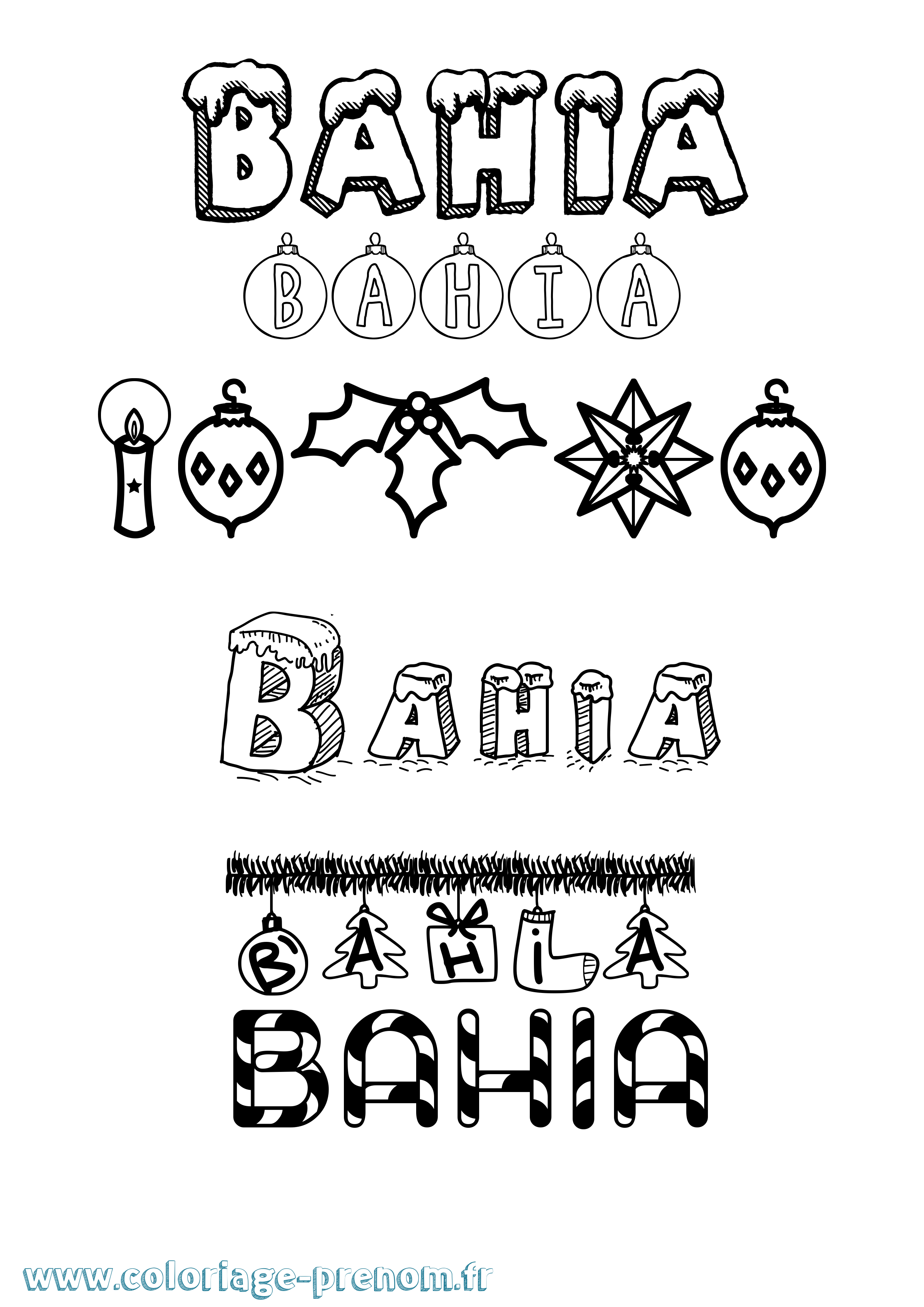 Coloriage Bahia Coloriage prénom Bahia