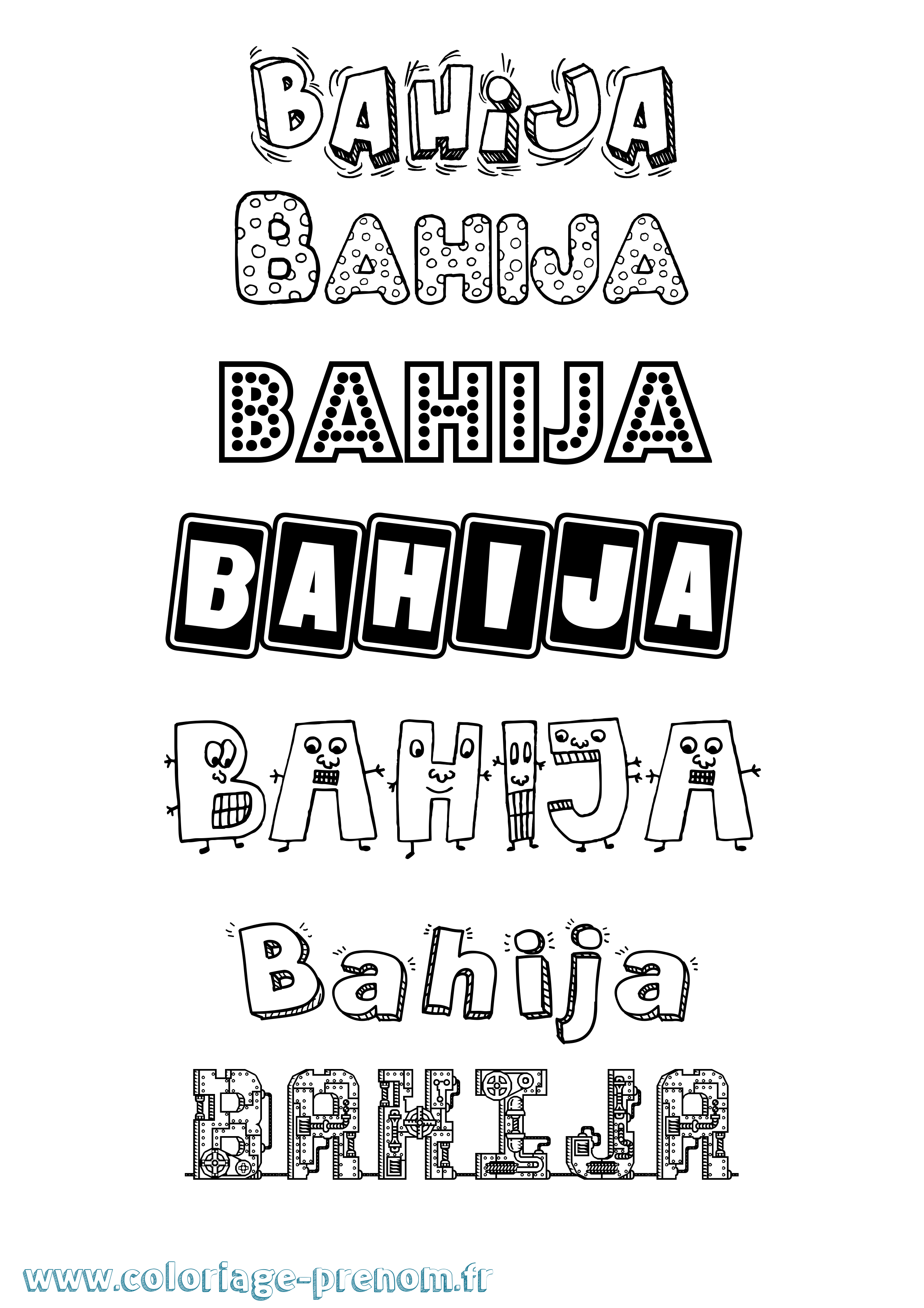 Coloriage prénom Bahija Fun
