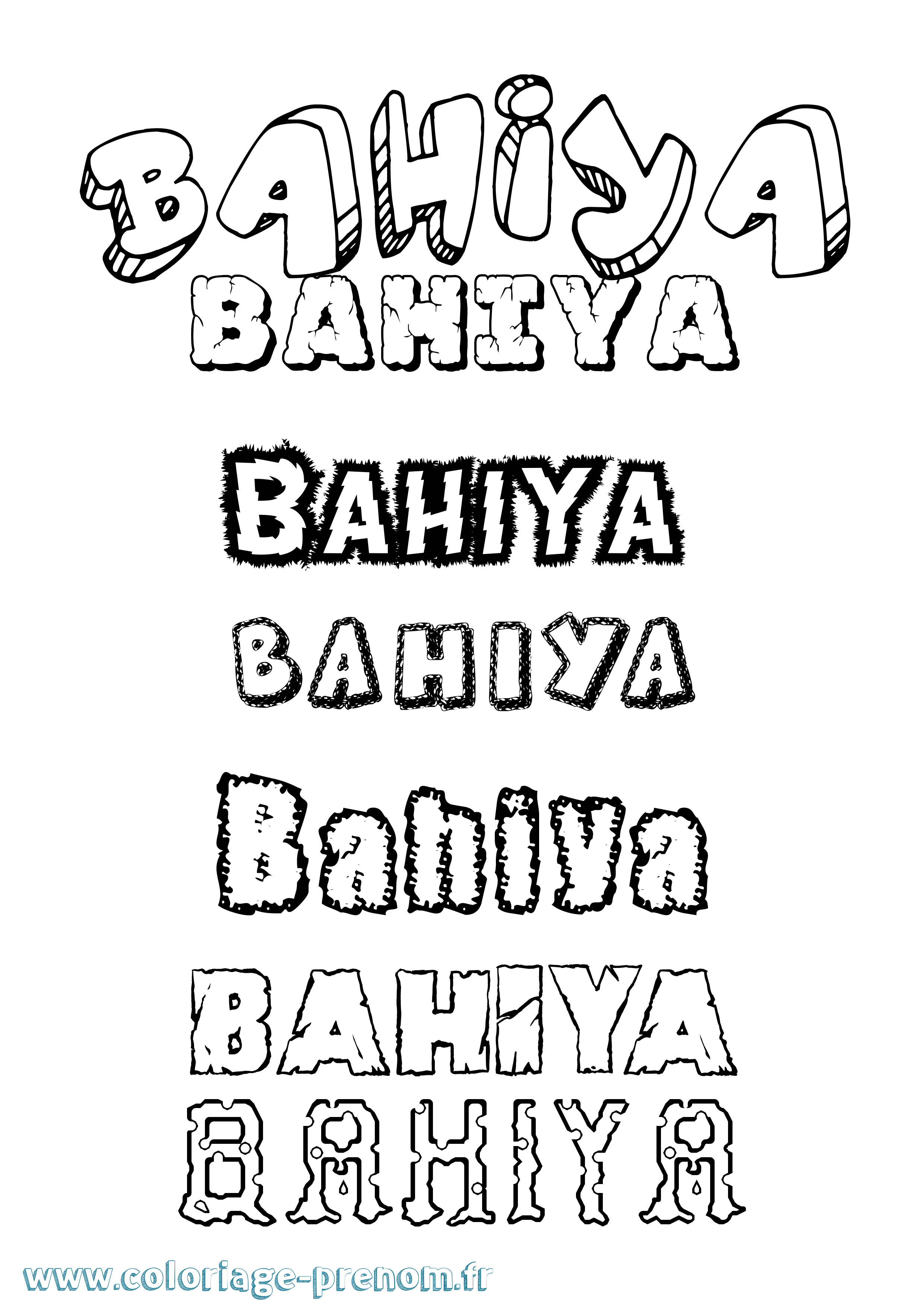 Coloriage Bahiya Destructuré Coloriage prénom Bahiya Destructuré