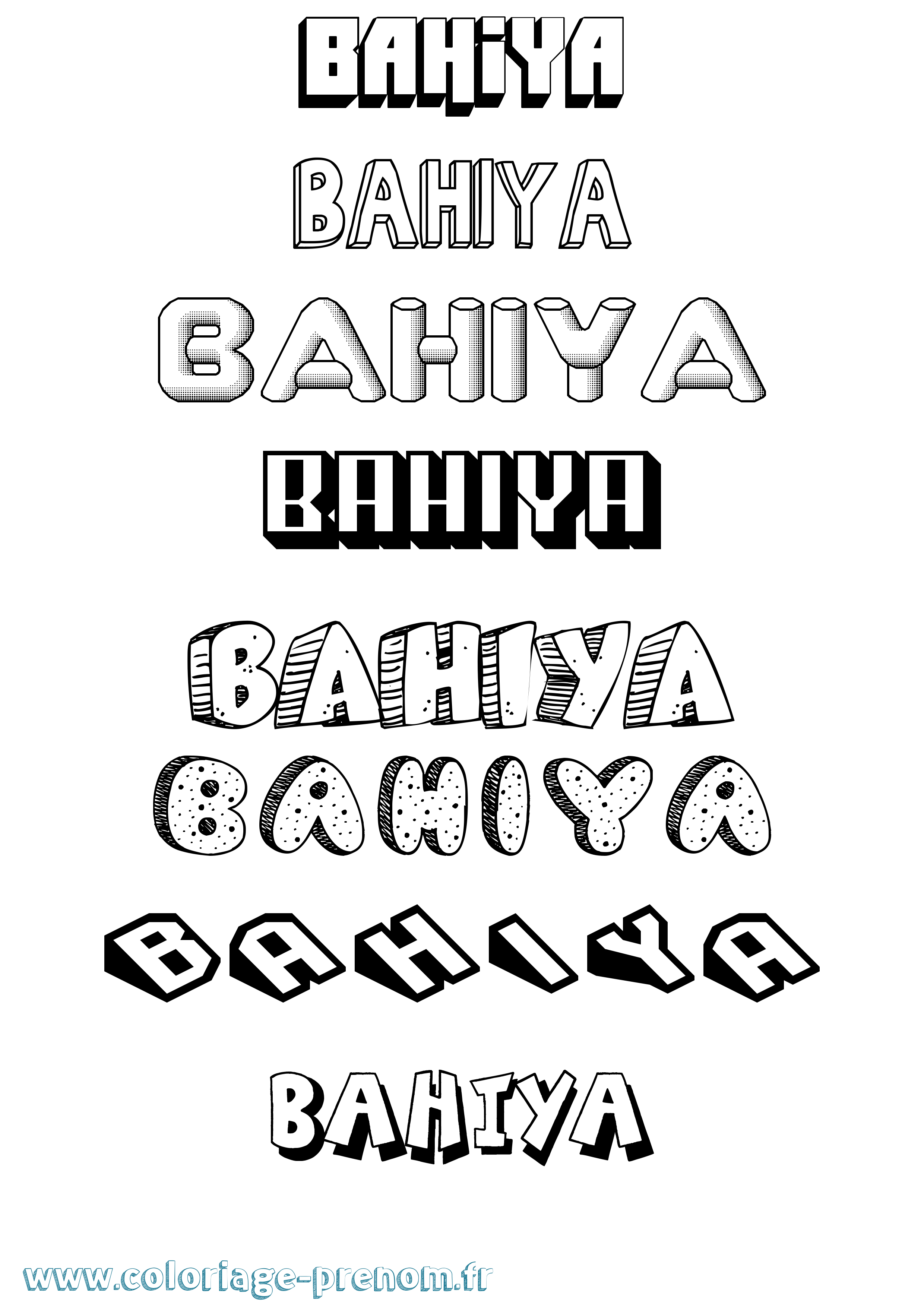 Coloriage Bahiya Effet 3D Coloriage prénom Bahiya Effet 3D