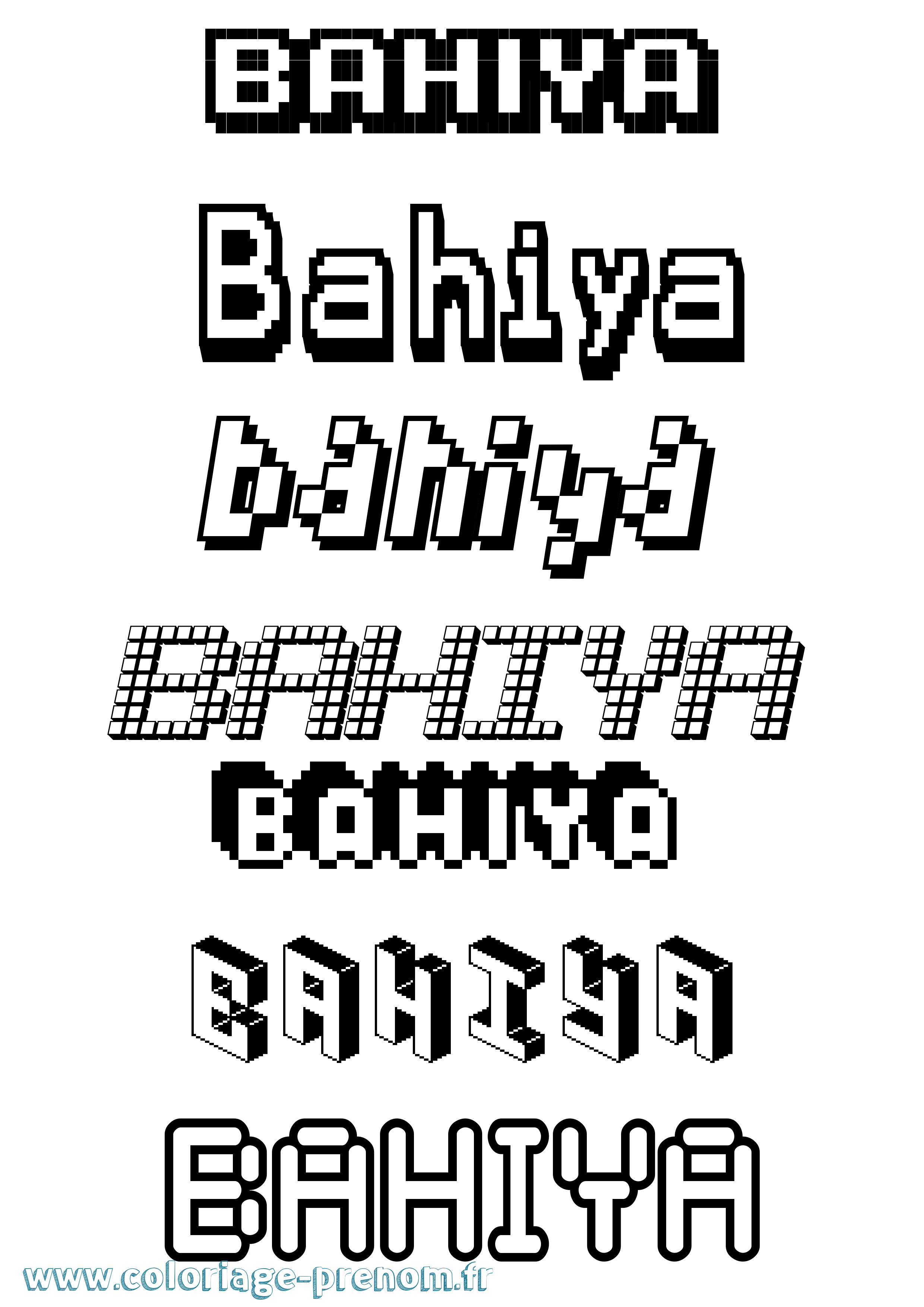 Coloriage Bahiya Pixel Coloriage prénom Bahiya Pixel