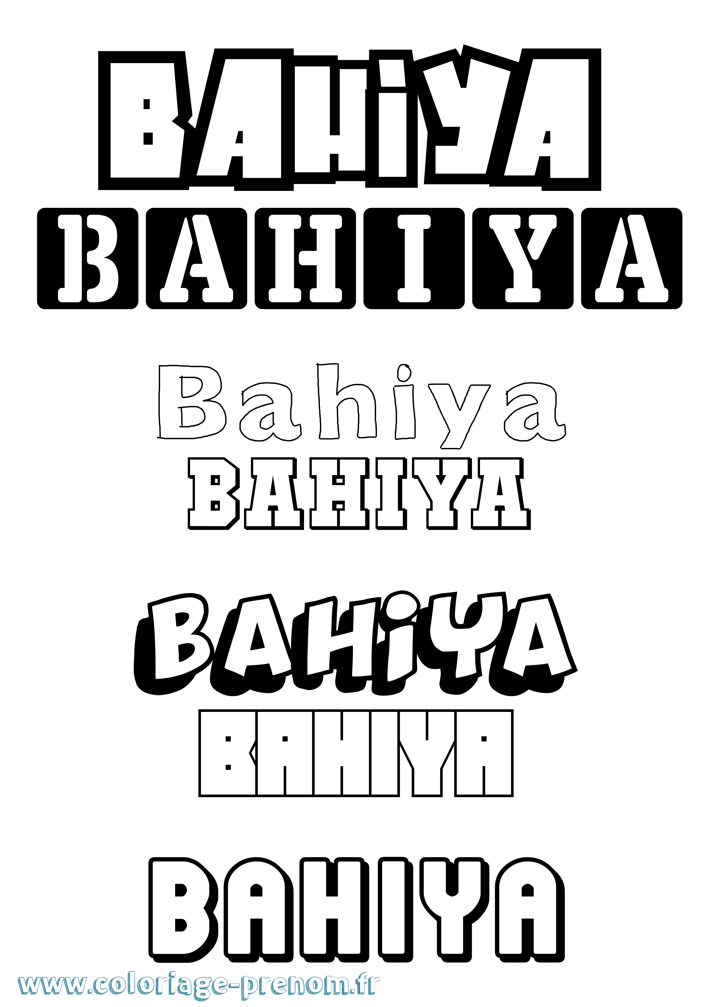 Coloriage Bahiya Simple Coloriage prénom Bahiya Simple