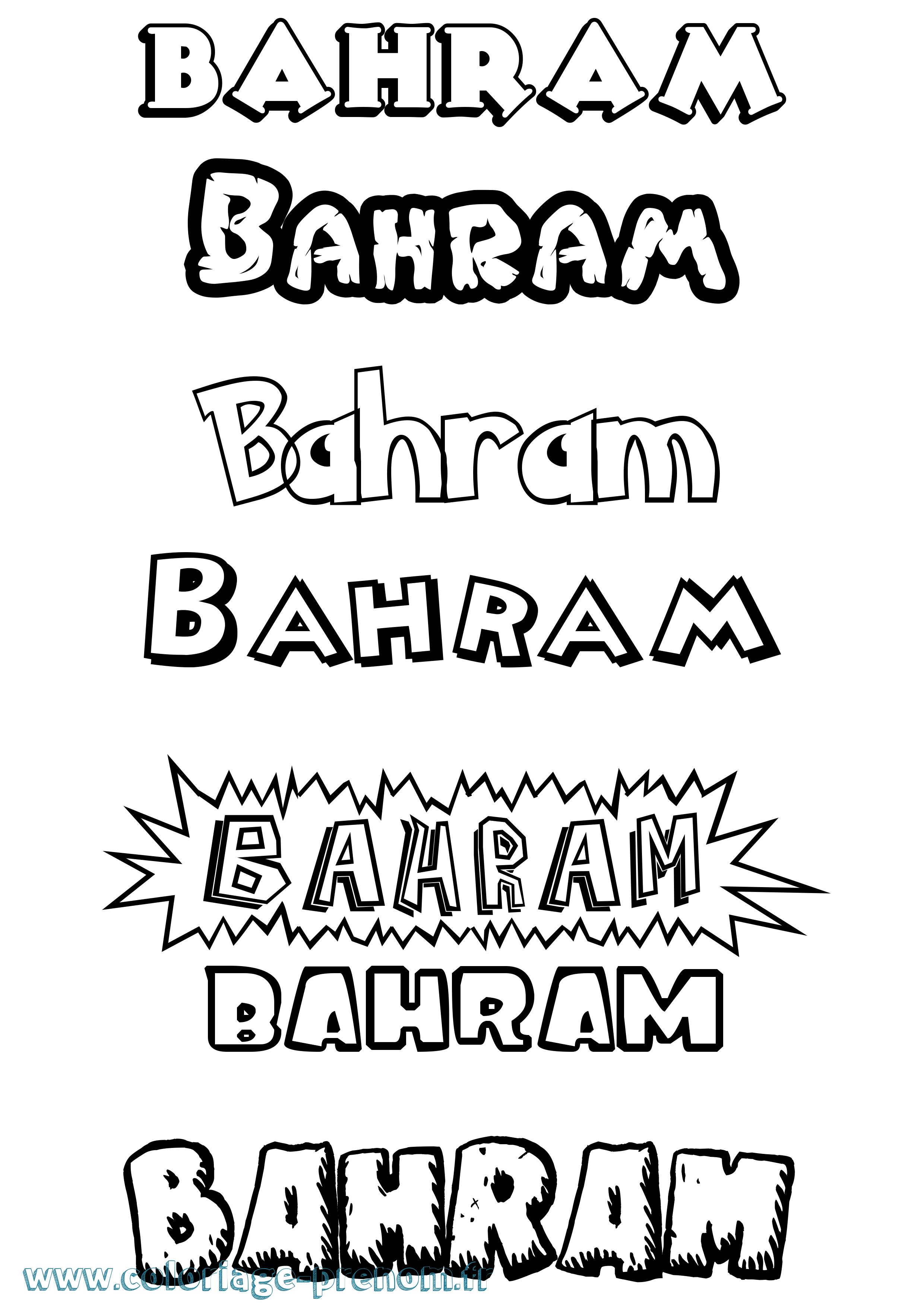 Coloriage Bahram Dessin Animé Coloriage prénom Bahram Dessin Animé