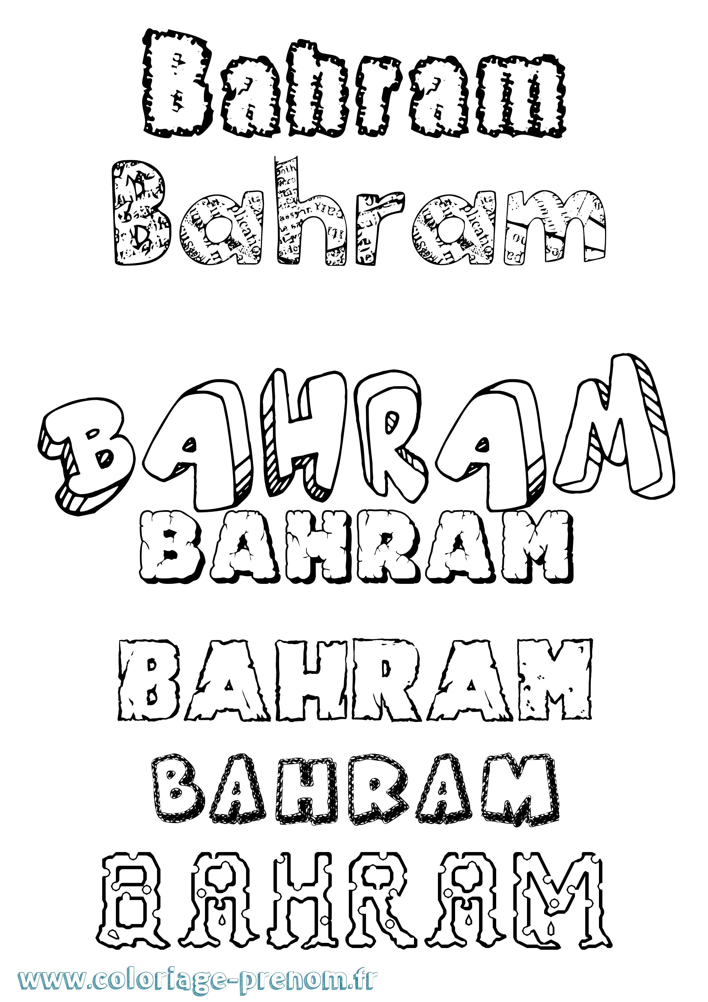 Coloriage Bahram Destructuré Coloriage prénom Bahram Destructuré