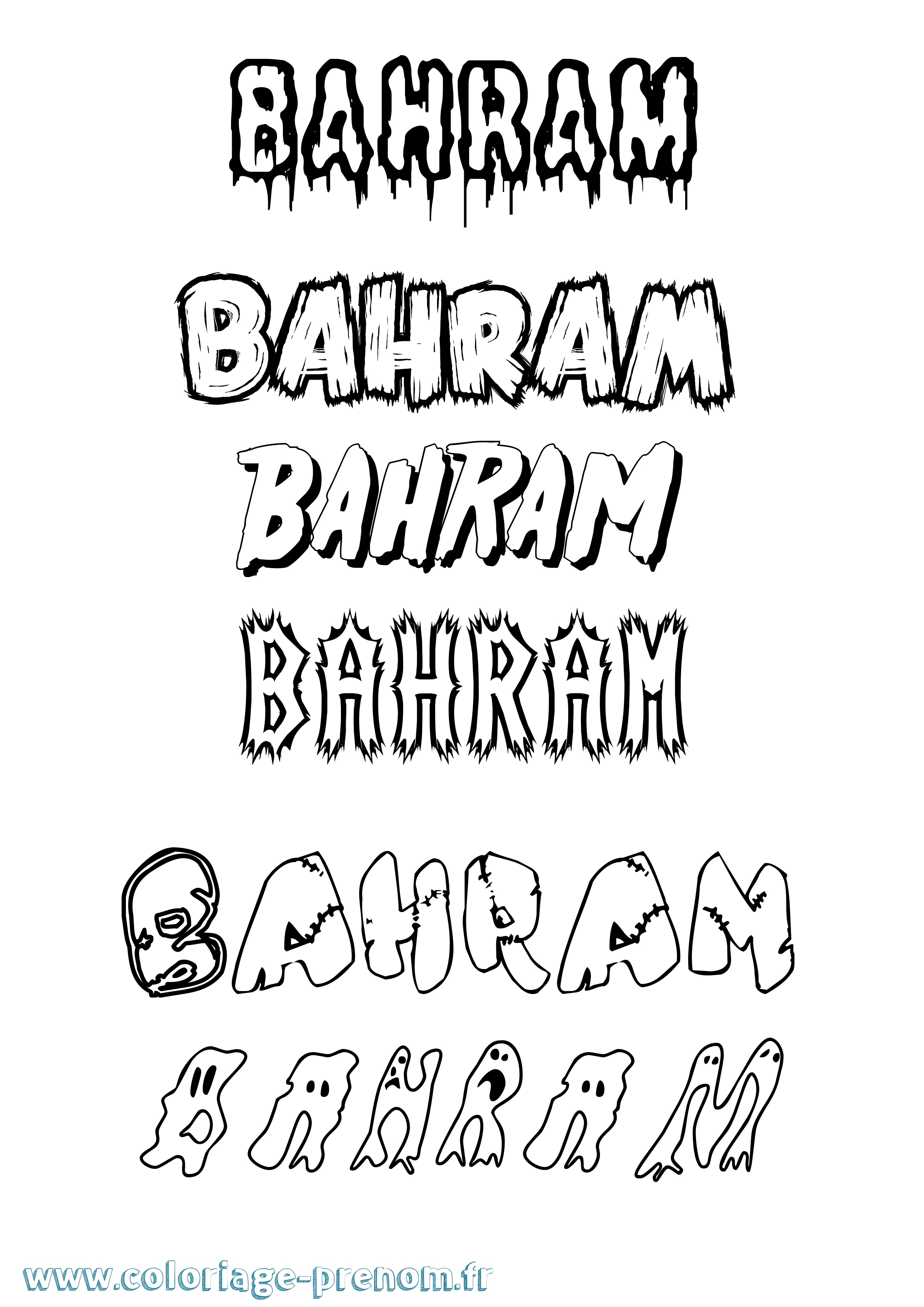 Coloriage Bahram Frisson Coloriage prénom Bahram Frisson