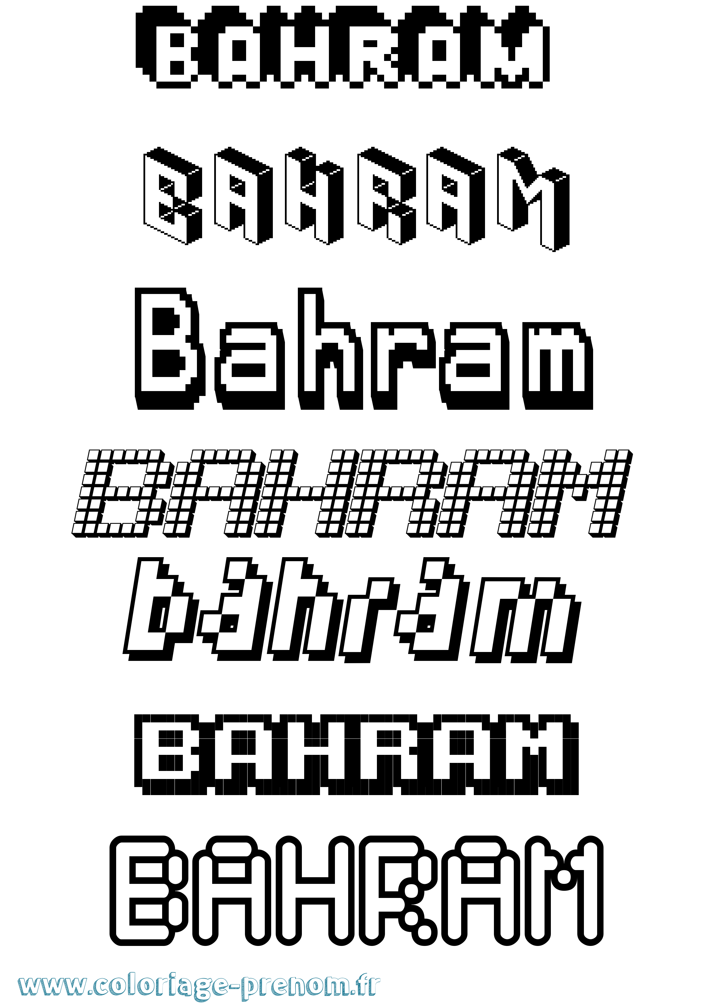 Coloriage Bahram Pixel Coloriage prénom Bahram Pixel