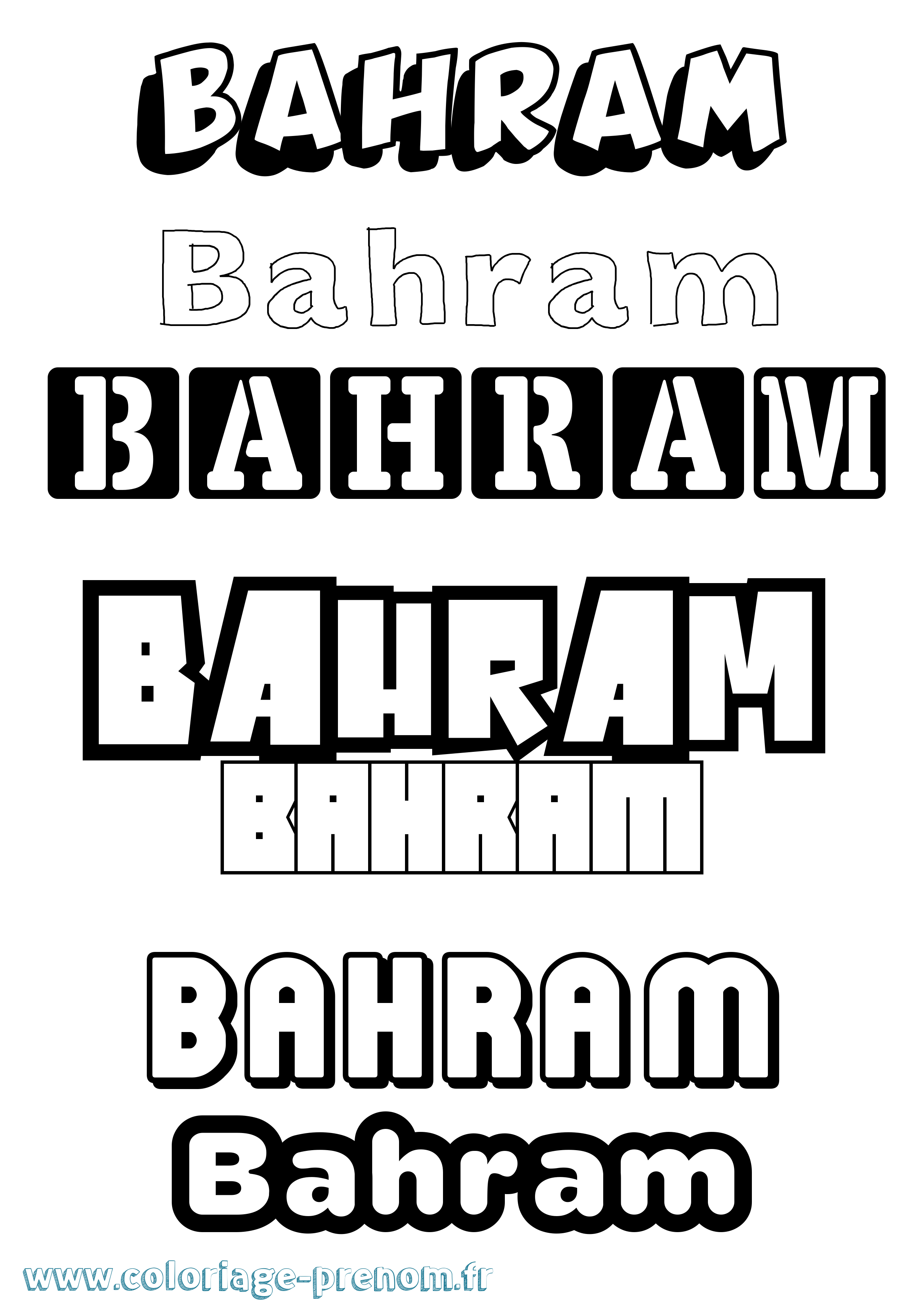 Coloriage Bahram Simple Coloriage prénom Bahram Simple