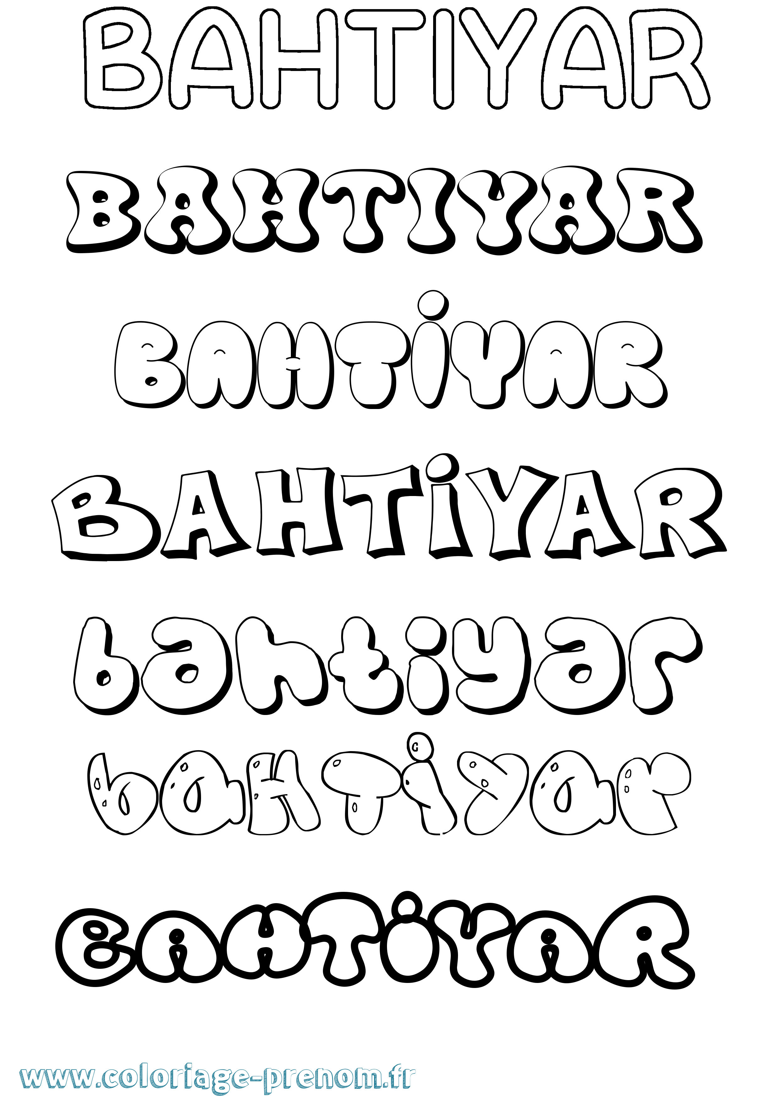 Coloriage Bahtiyar Bubble Coloriage prénom Bahtiyar Bubble