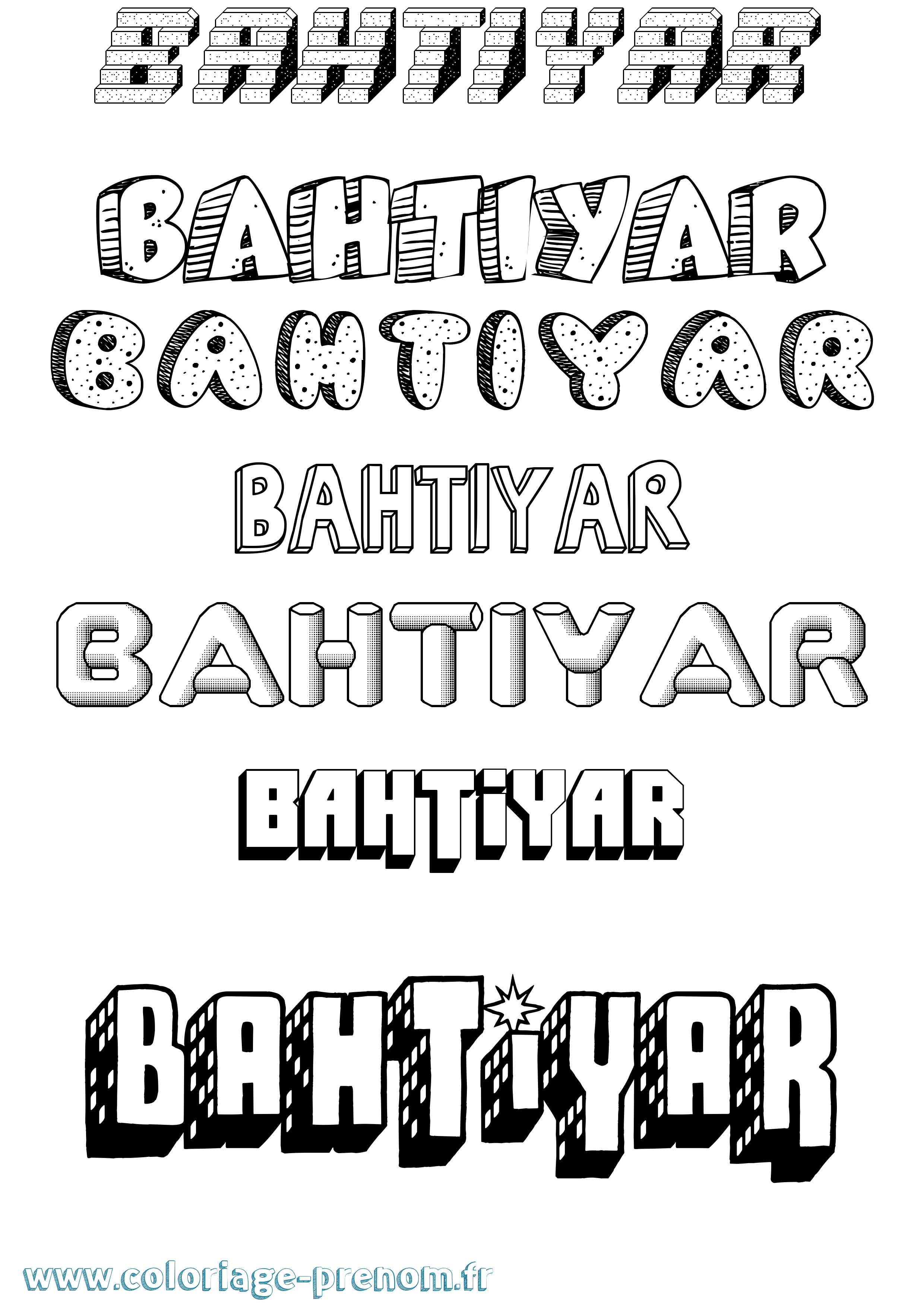 Coloriage Bahtiyar Effet 3D Coloriage prénom Bahtiyar Effet 3D