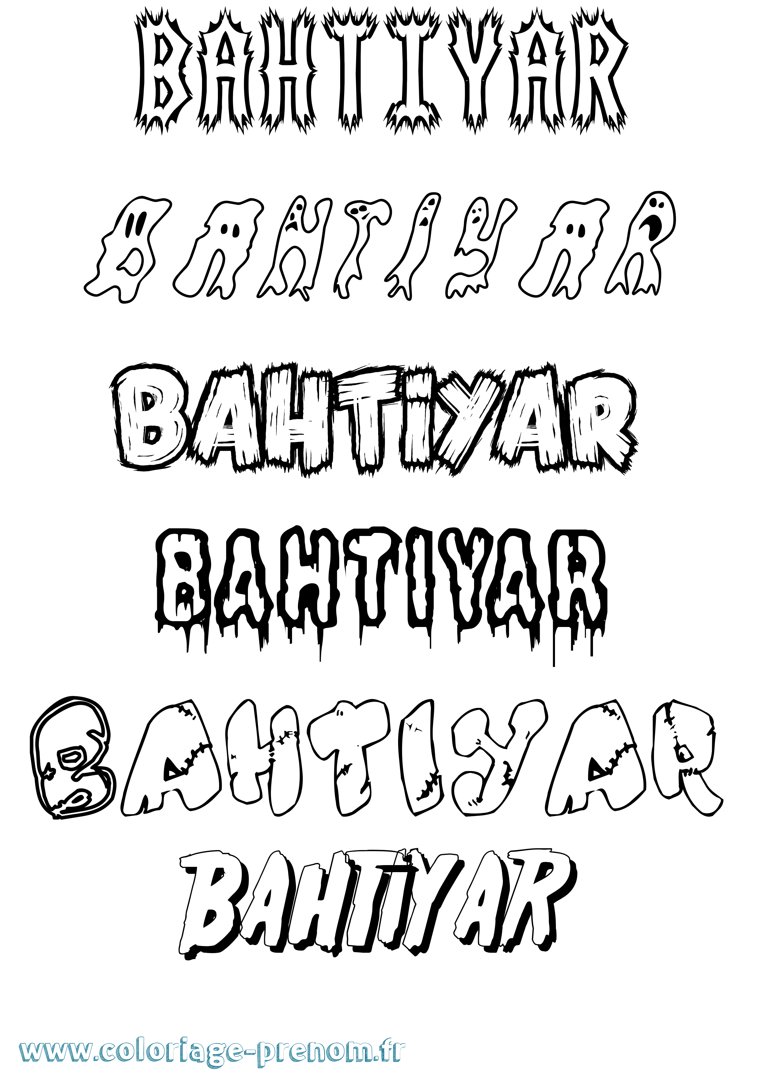 Coloriage Bahtiyar Frisson Coloriage prénom Bahtiyar Frisson