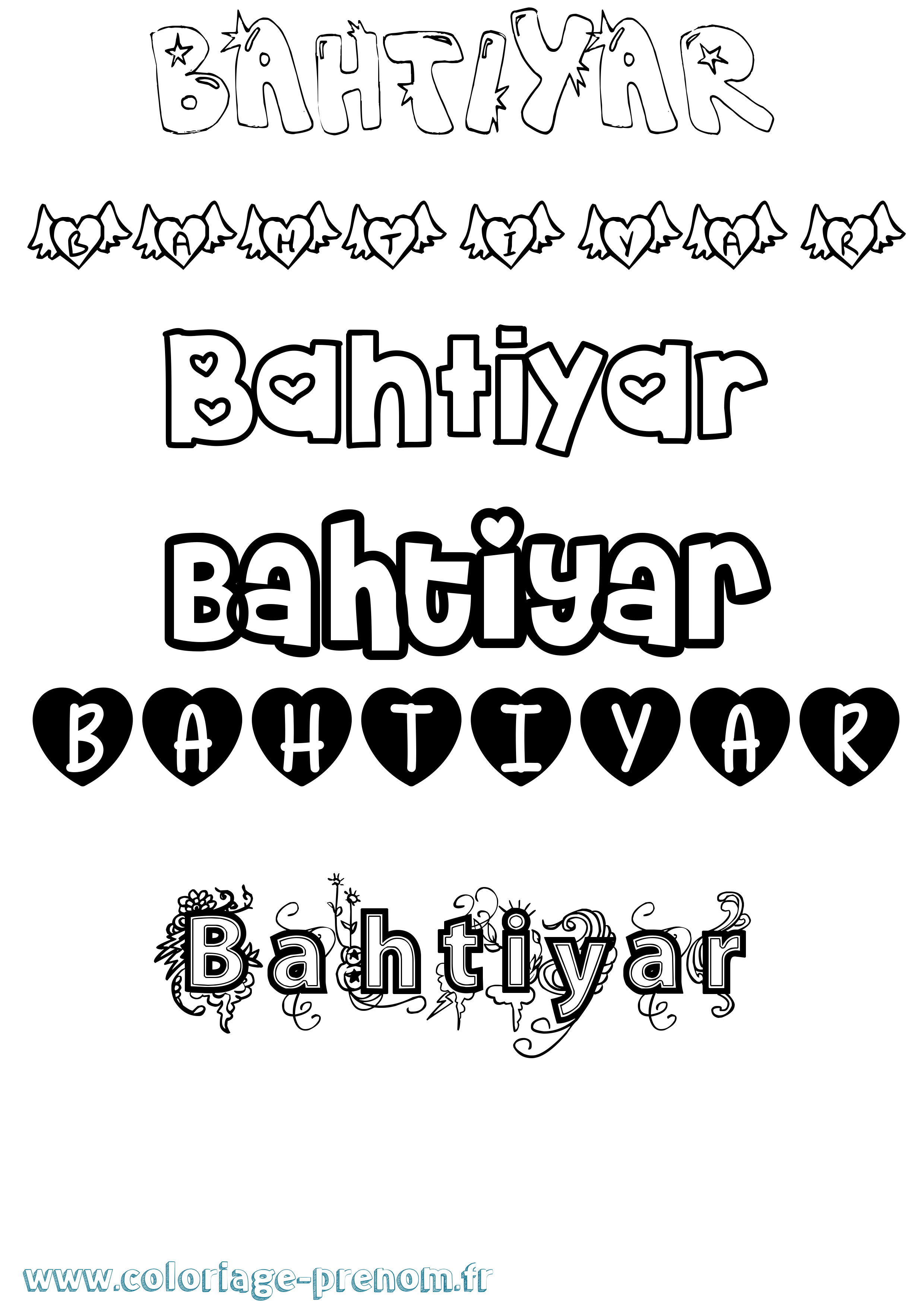 Coloriage Bahtiyar Girly Coloriage prénom Bahtiyar Girly