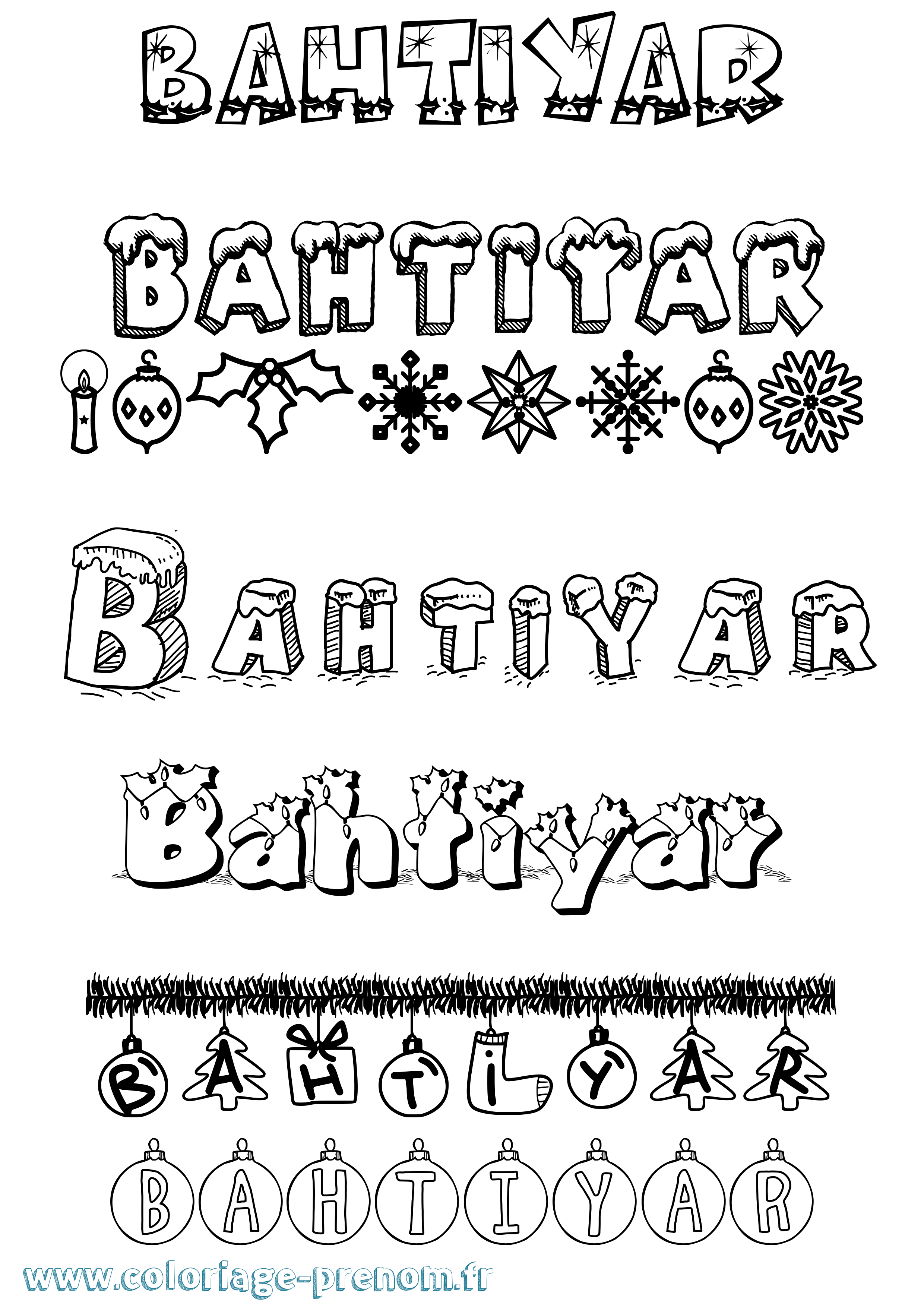 Coloriage Bahtiyar Noël Coloriage prénom Bahtiyar Noël