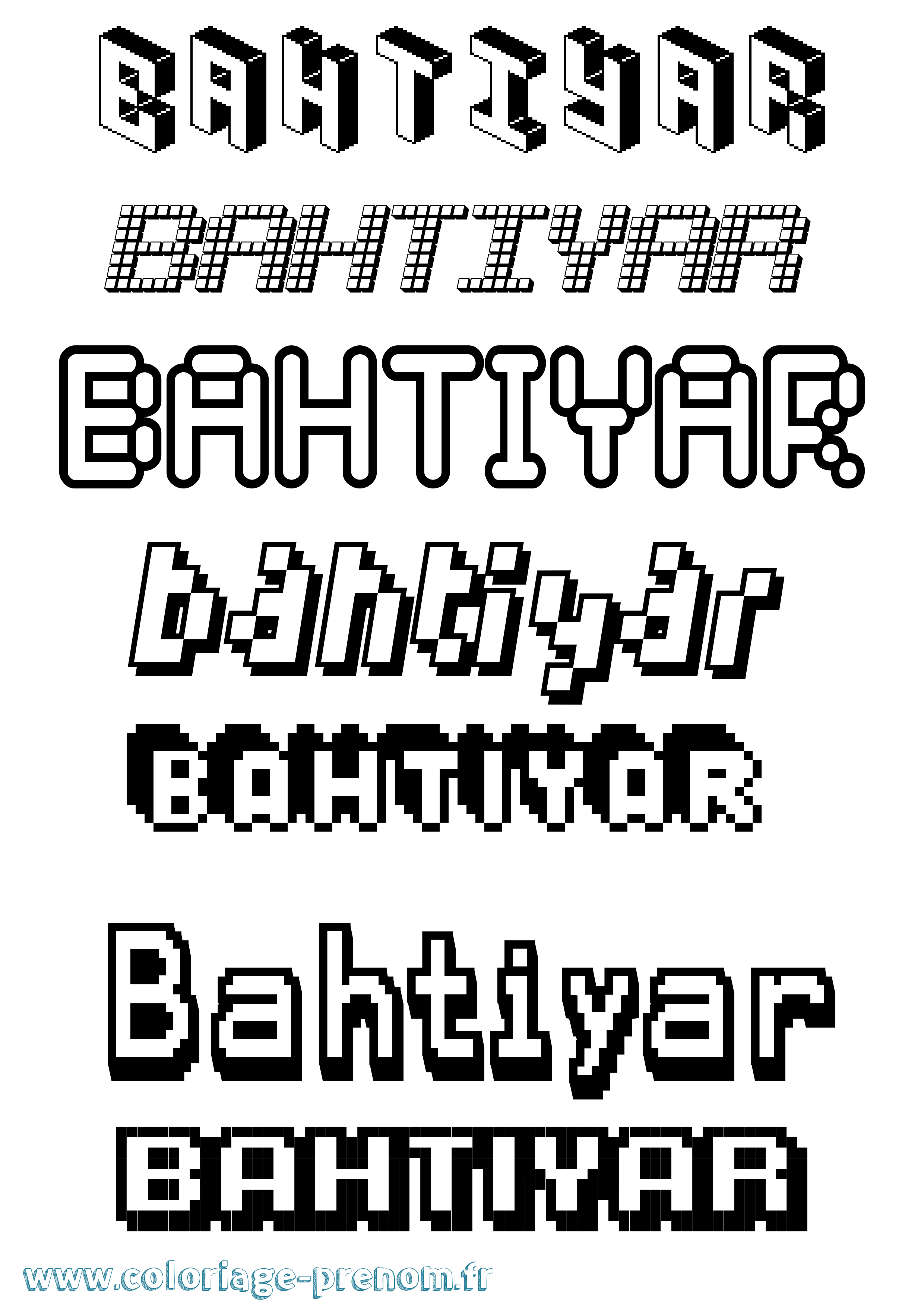 Coloriage Bahtiyar Pixel Coloriage prénom Bahtiyar Pixel