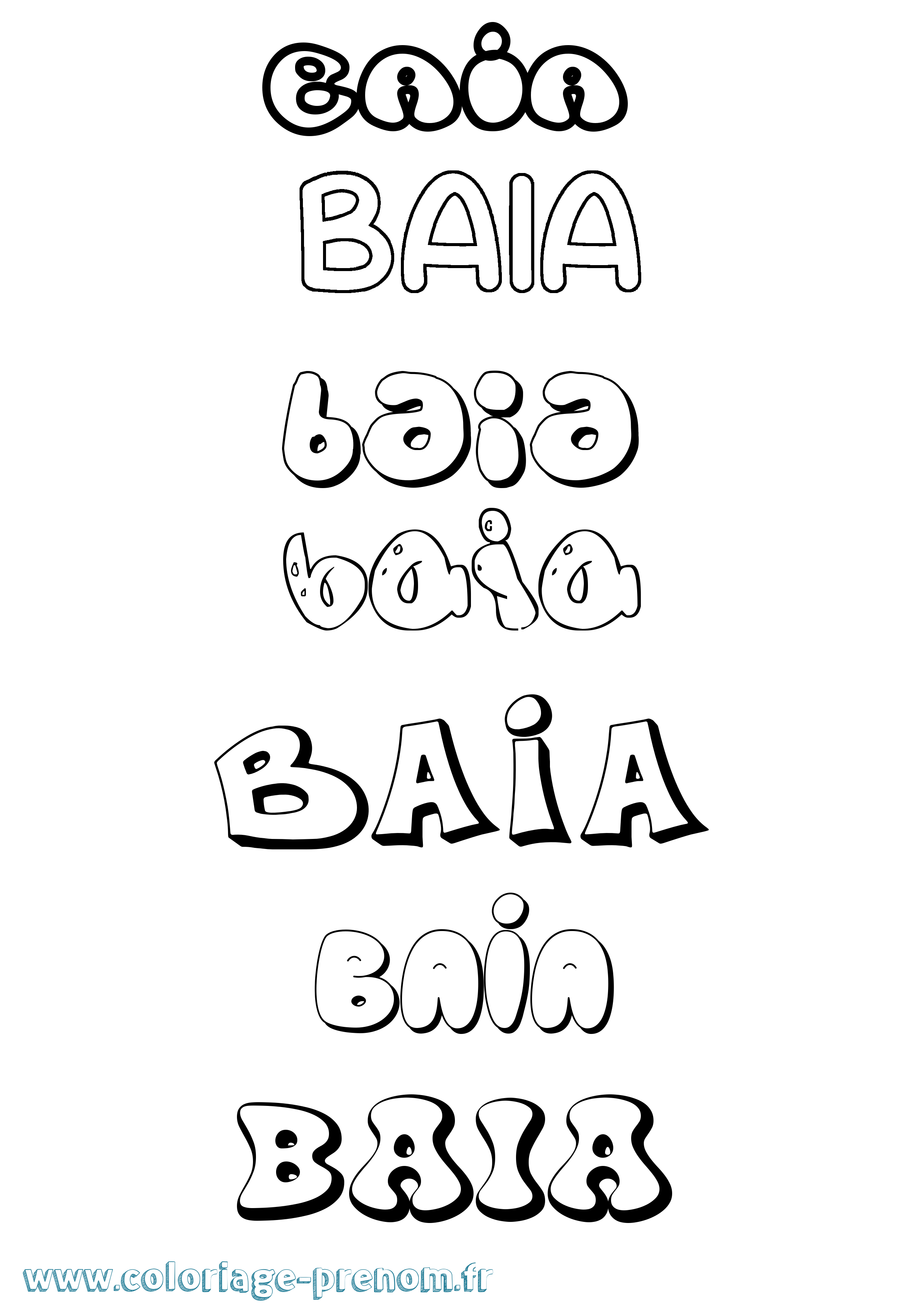 Coloriage Baia Bubble Coloriage prénom Baia Bubble