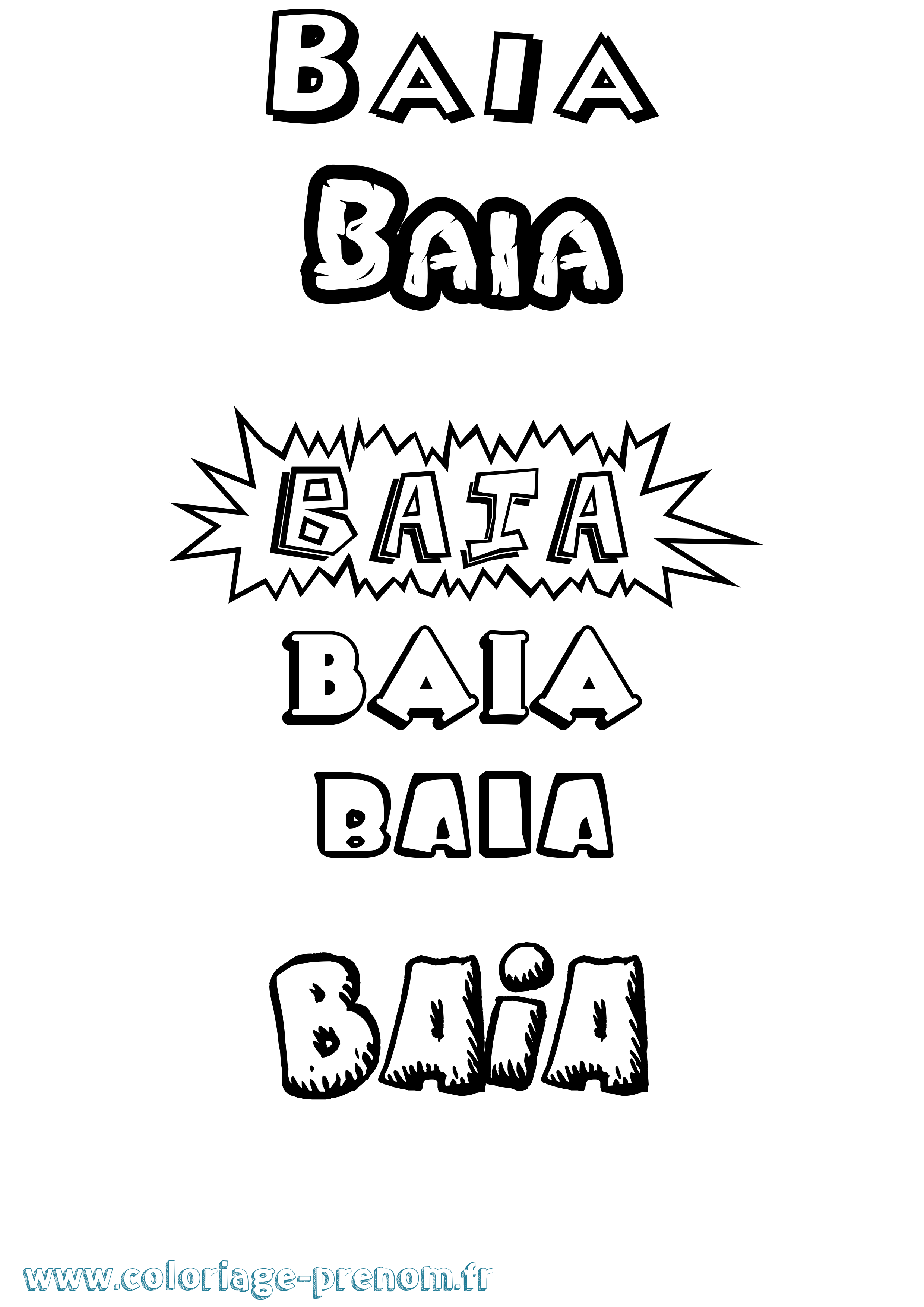Coloriage Baia Dessin Animé Coloriage prénom Baia Dessin Animé