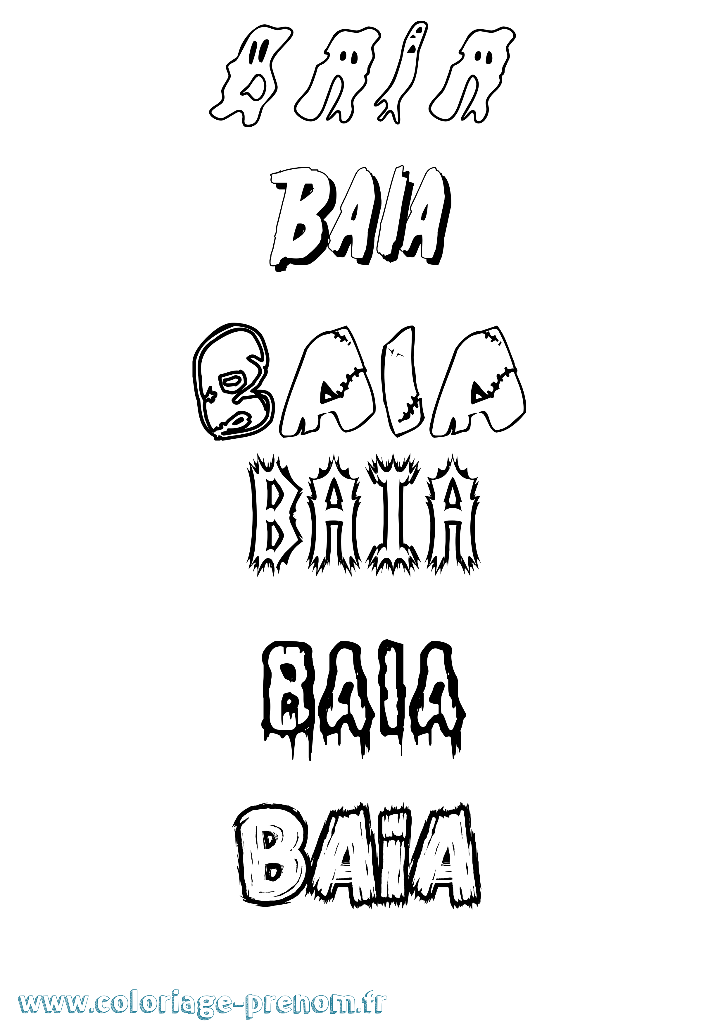 Coloriage Baia Frisson Coloriage prénom Baia Frisson