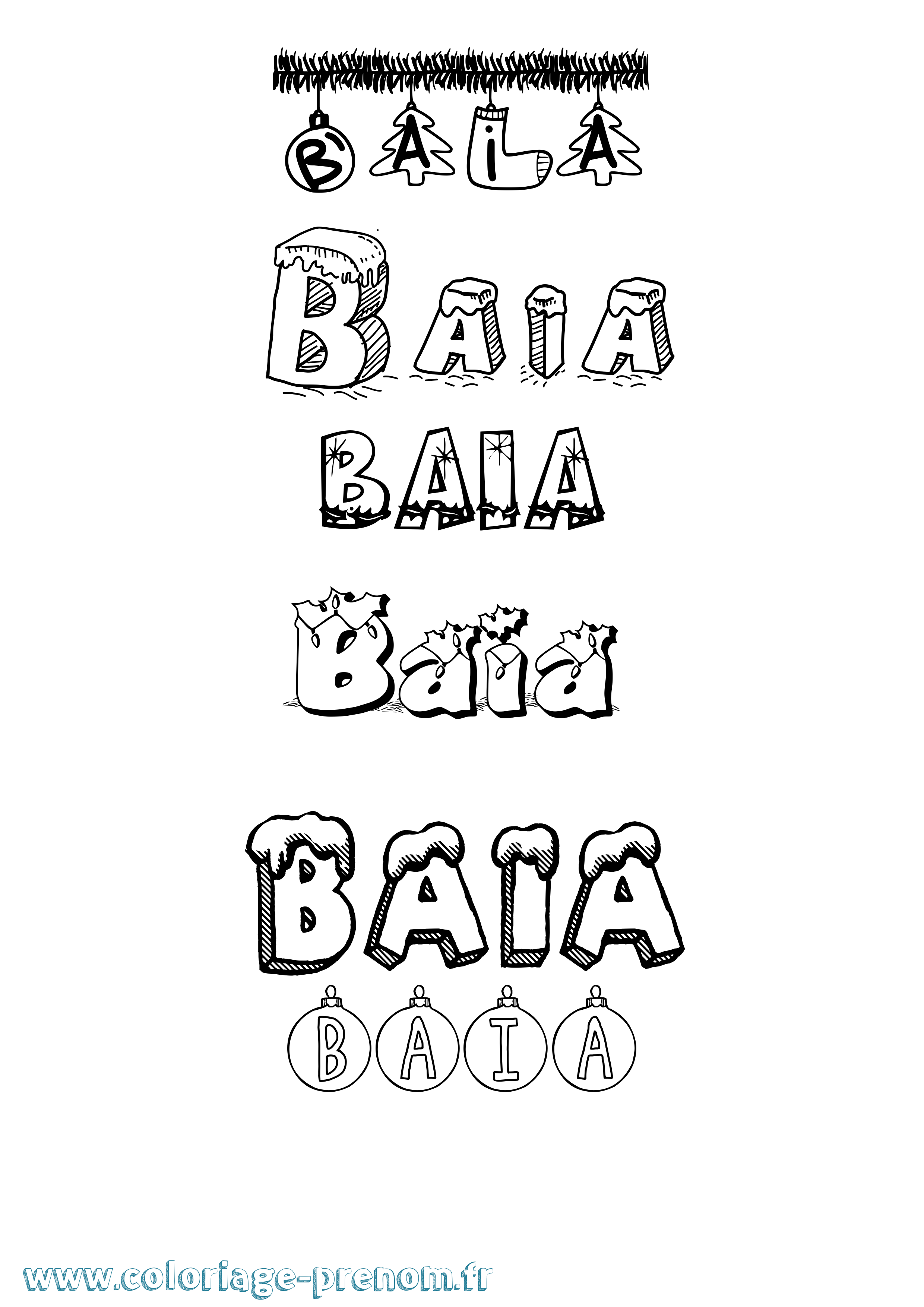 Coloriage Baia Noël Coloriage prénom Baia Noël