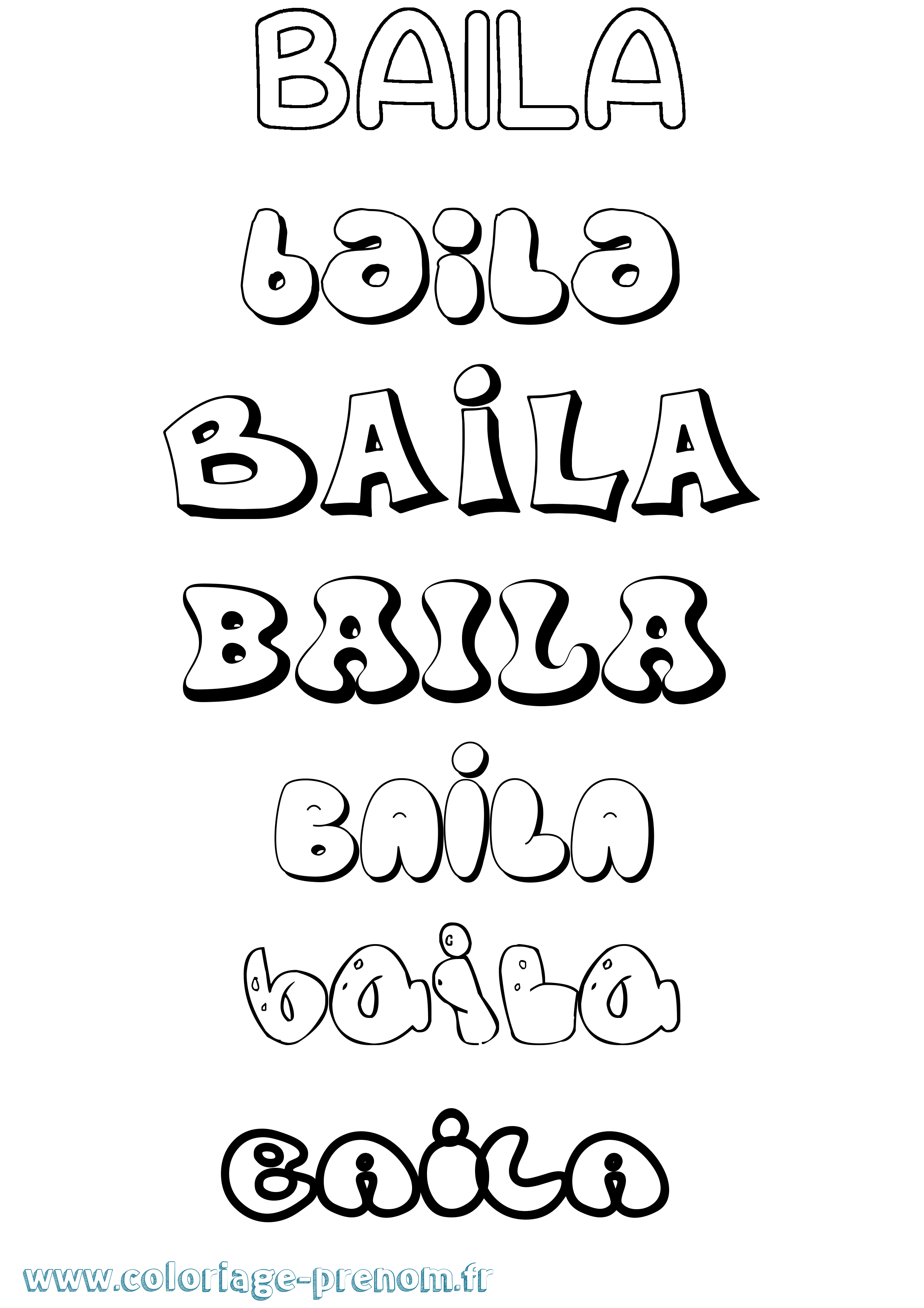 Coloriage prénom Baila Bubble