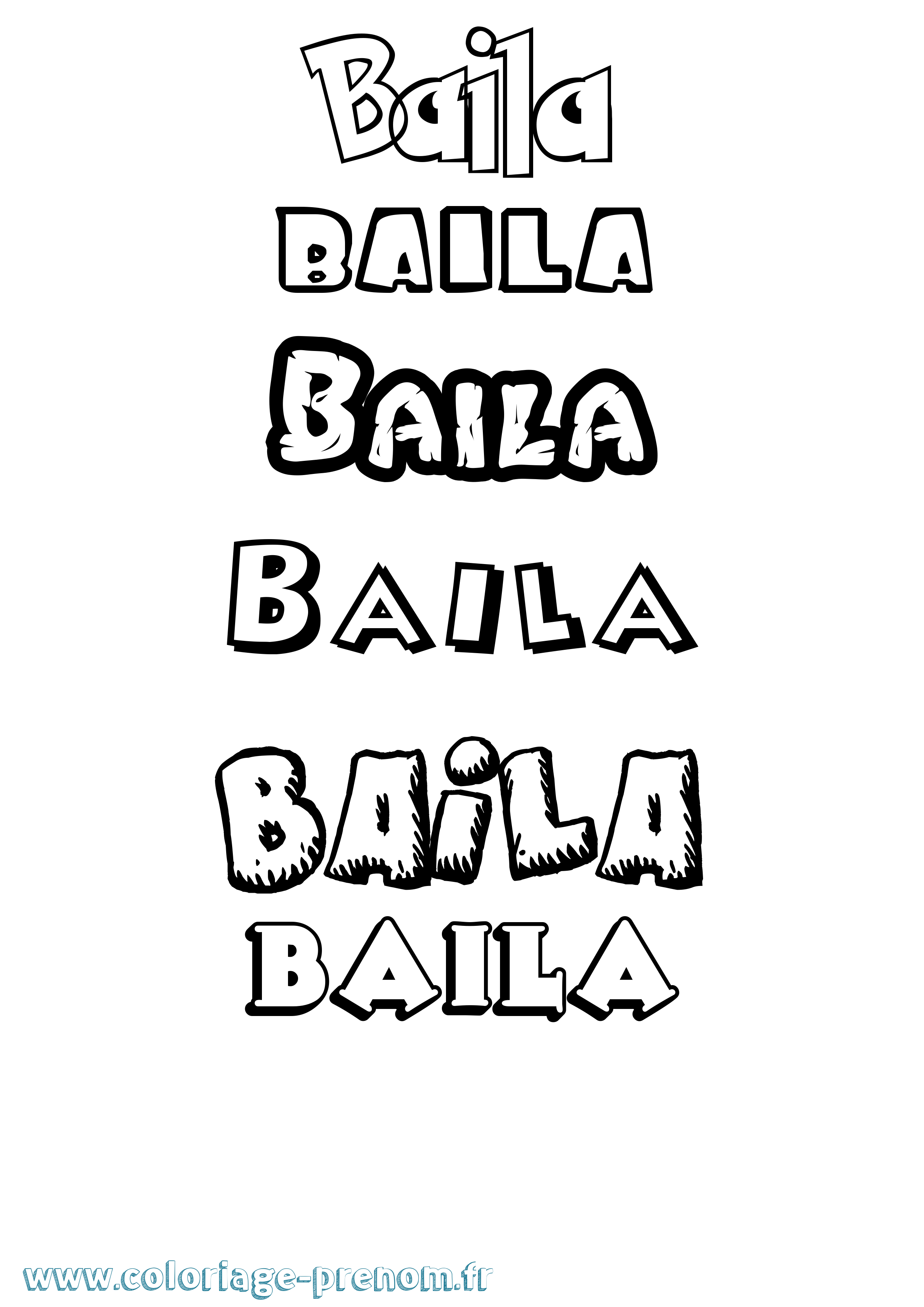 Coloriage Baila Dessin Animé Coloriage prénom Baila Dessin Animé