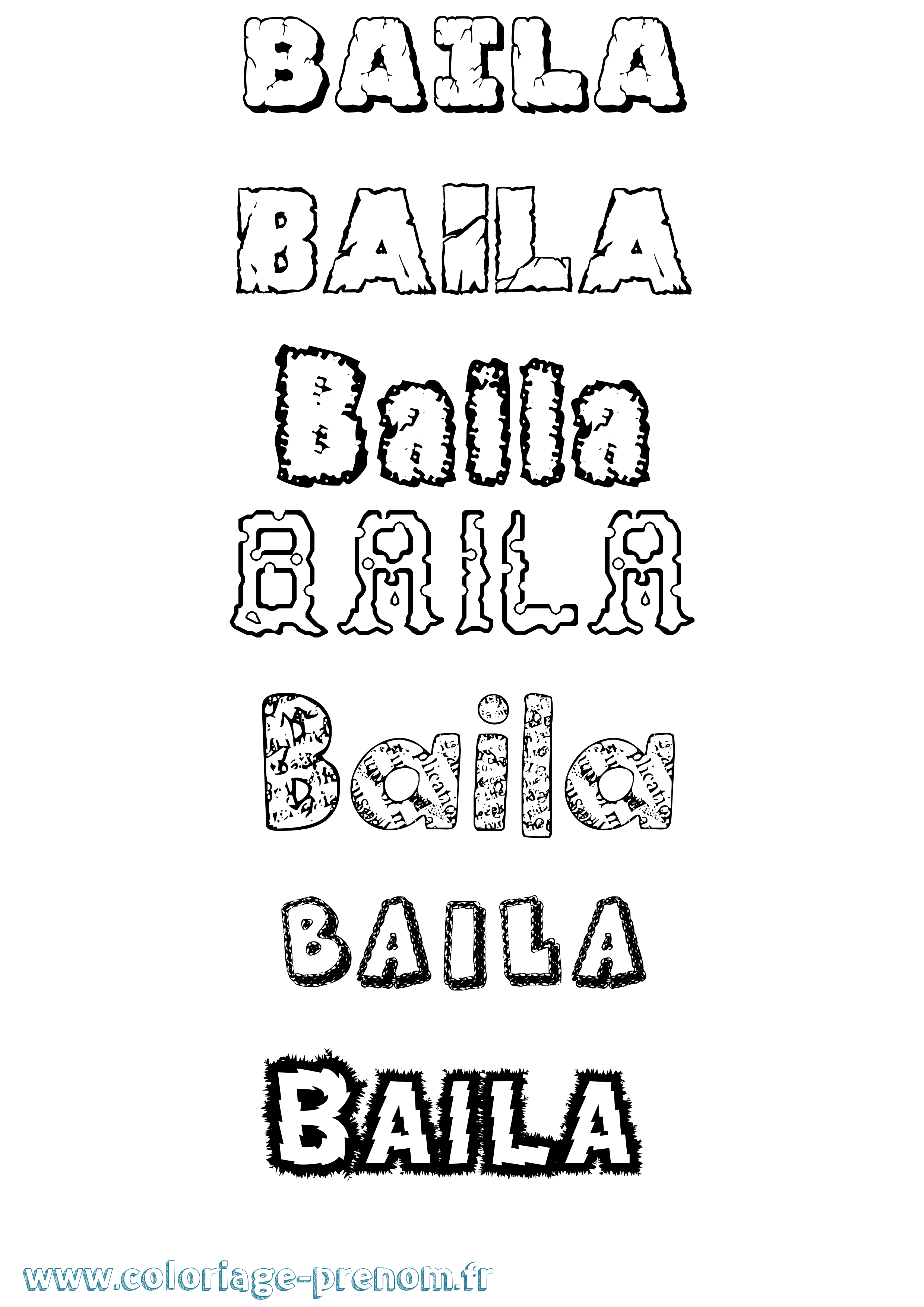 Coloriage Baila Destructuré Coloriage prénom Baila Destructuré