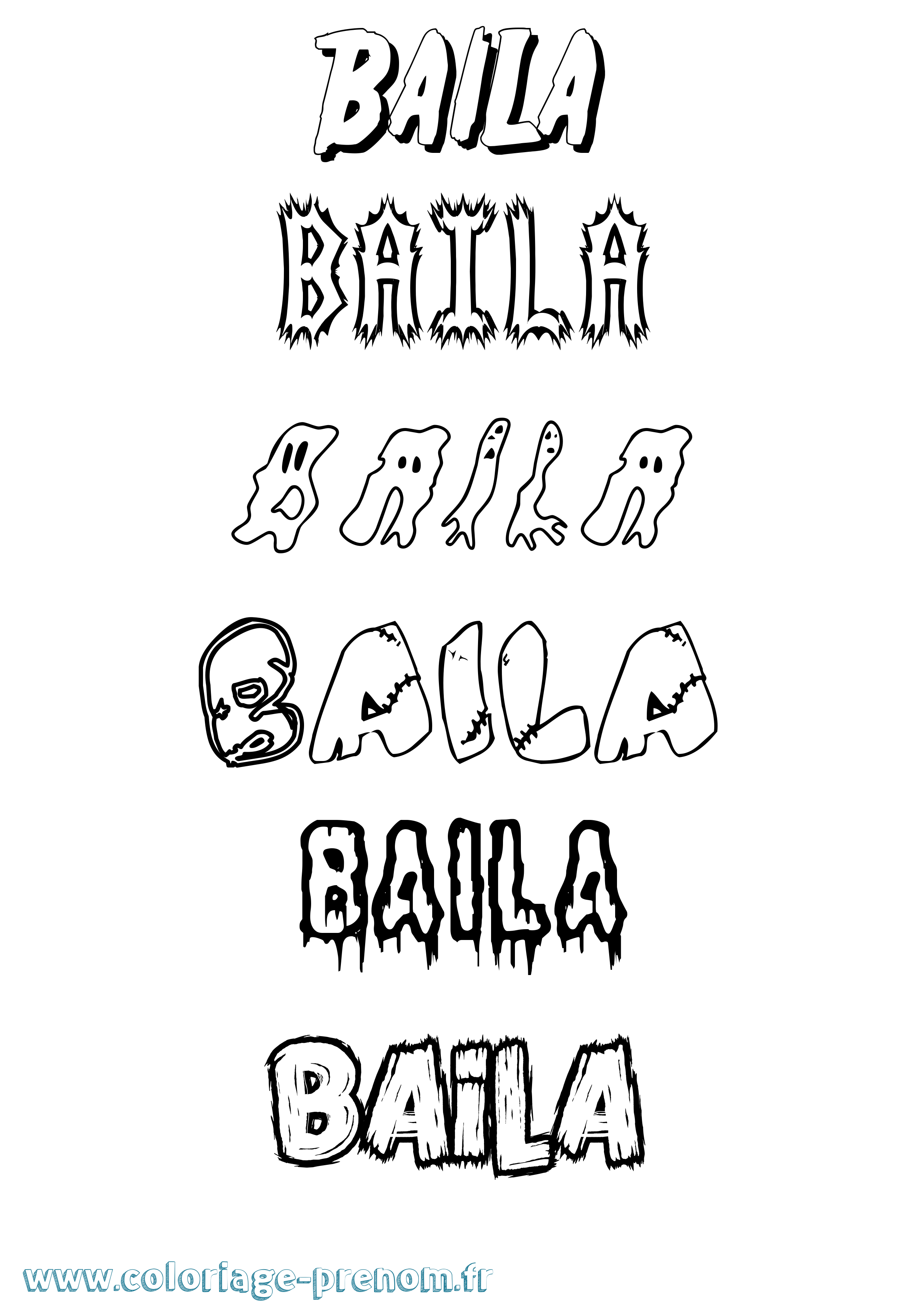 Coloriage Baila Frisson Coloriage prénom Baila Frisson