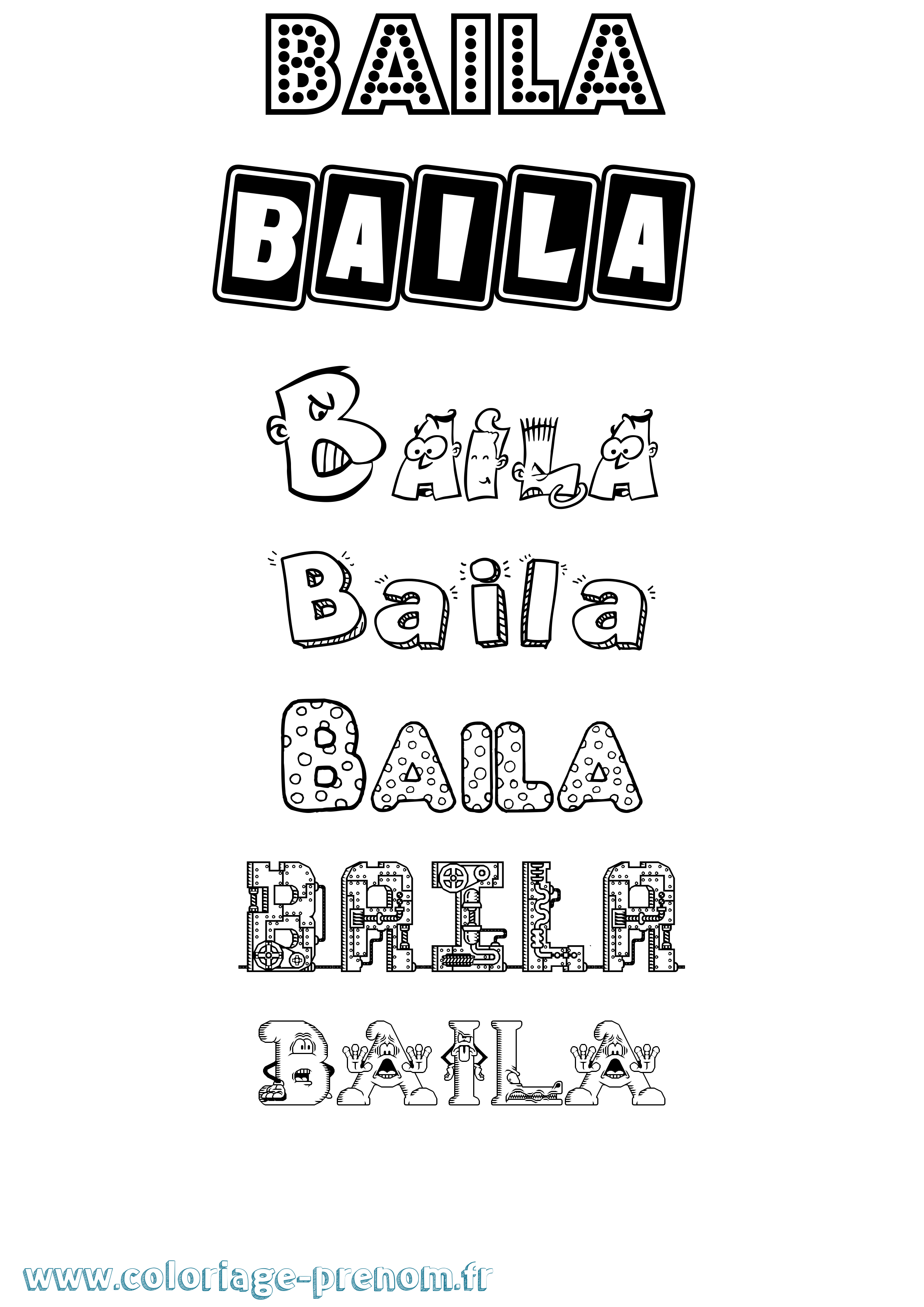 Coloriage prénom Baila Fun