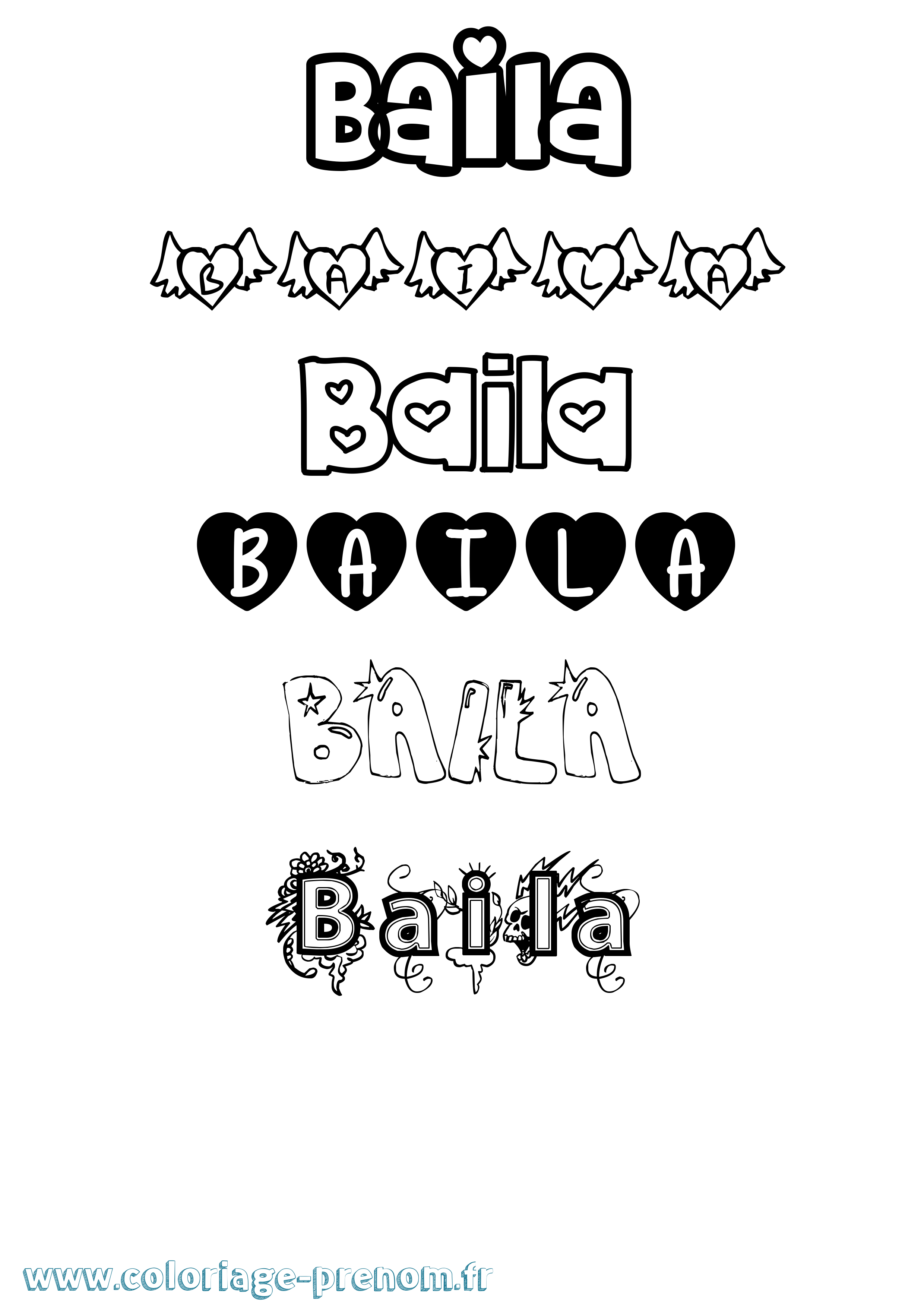Coloriage Baila Girly Coloriage prénom Baila Girly