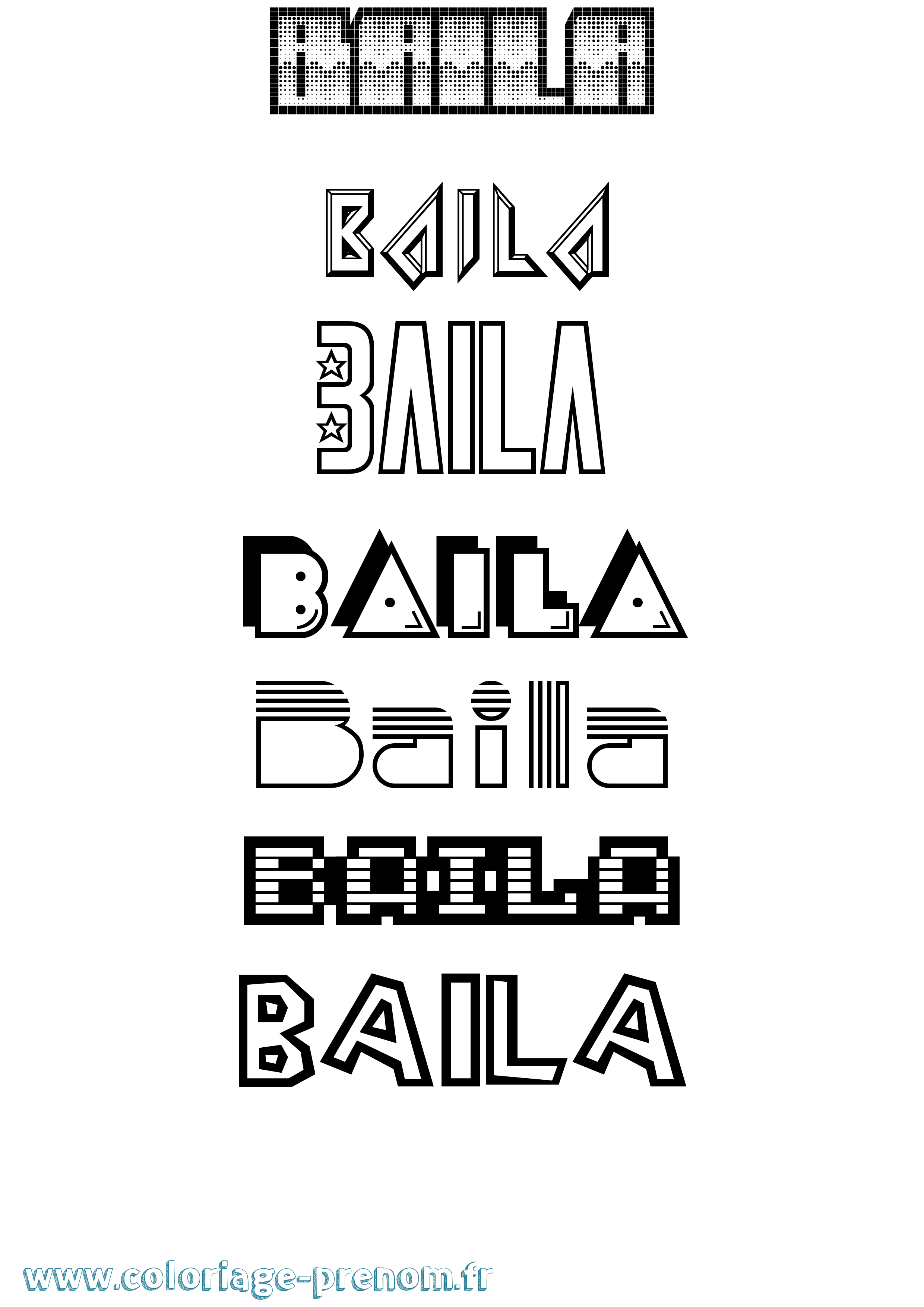 Coloriage Baila Jeux Vidéos Coloriage prénom Baila Jeux Vidéos