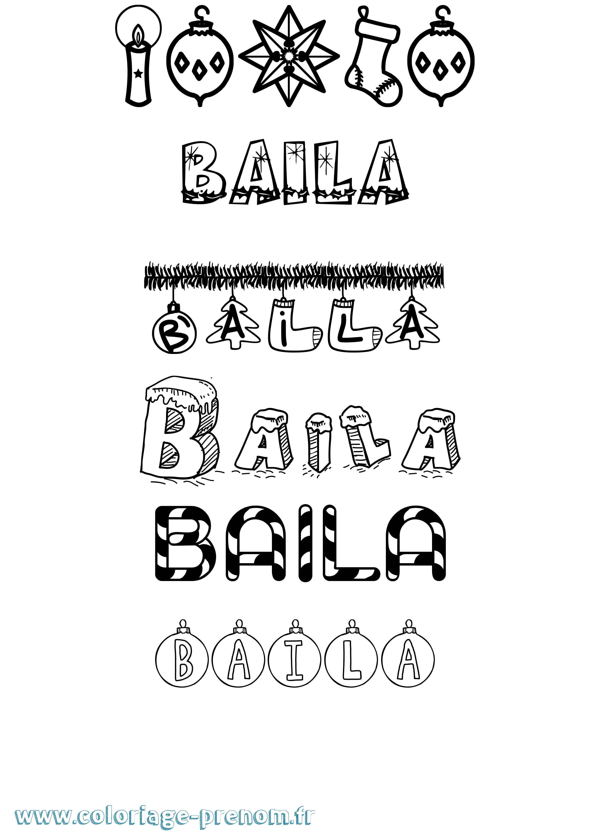 Coloriage Baila Noël Coloriage prénom Baila Noël