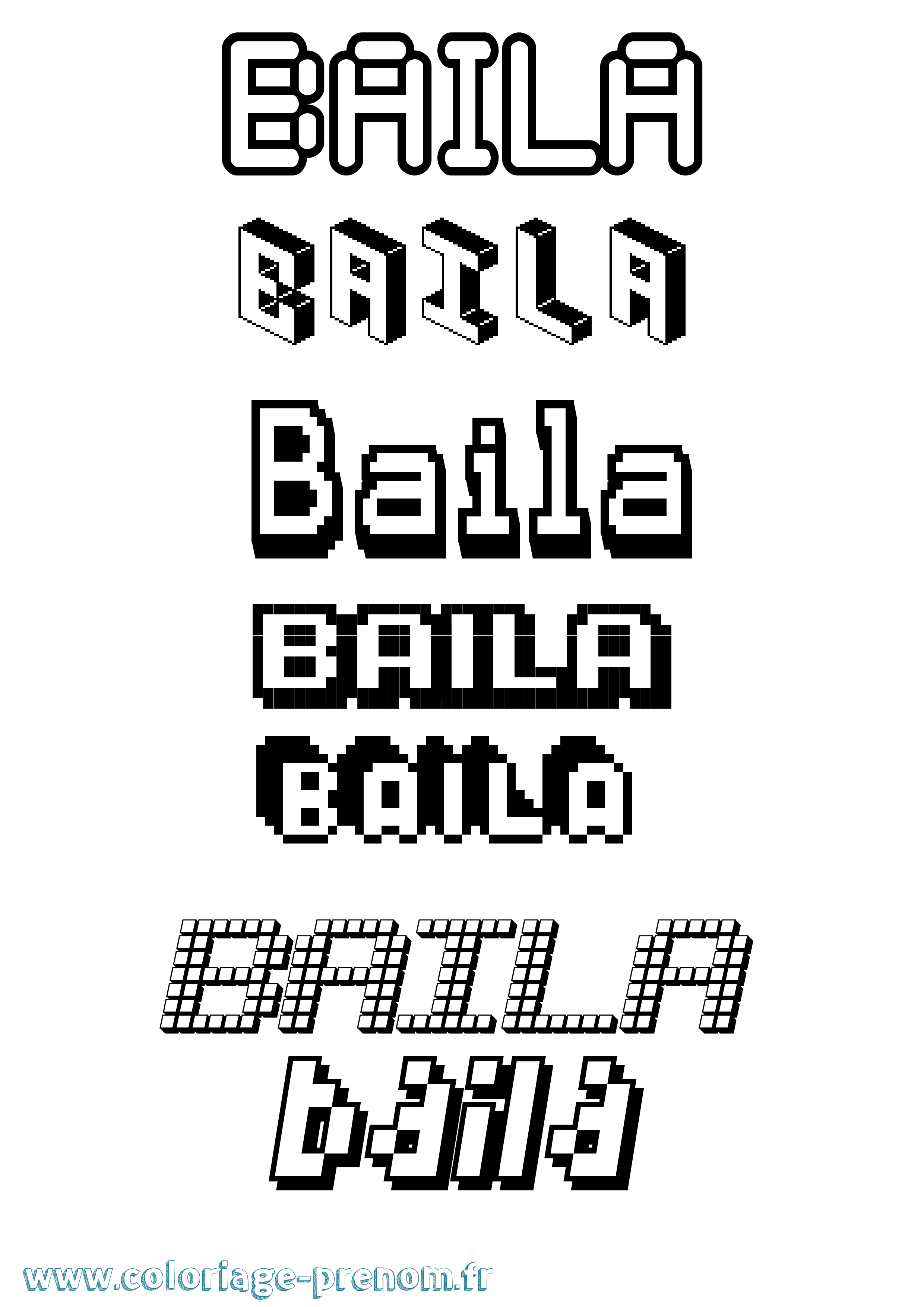 Coloriage Baila Pixel Coloriage prénom Baila Pixel