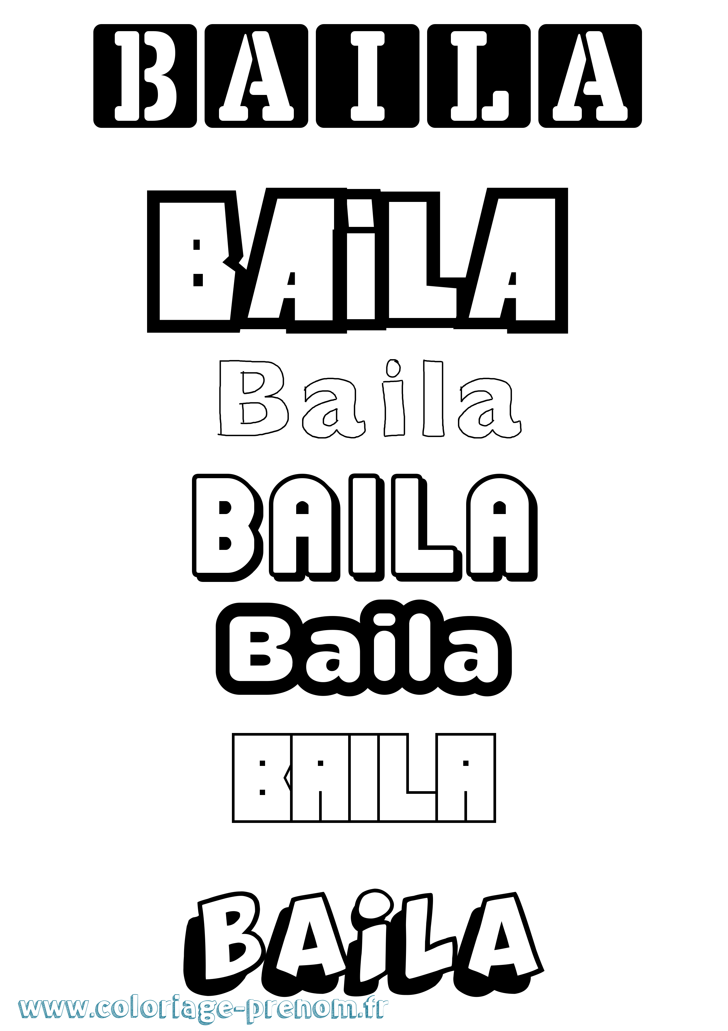 Coloriage Baila Simple Coloriage prénom Baila Simple
