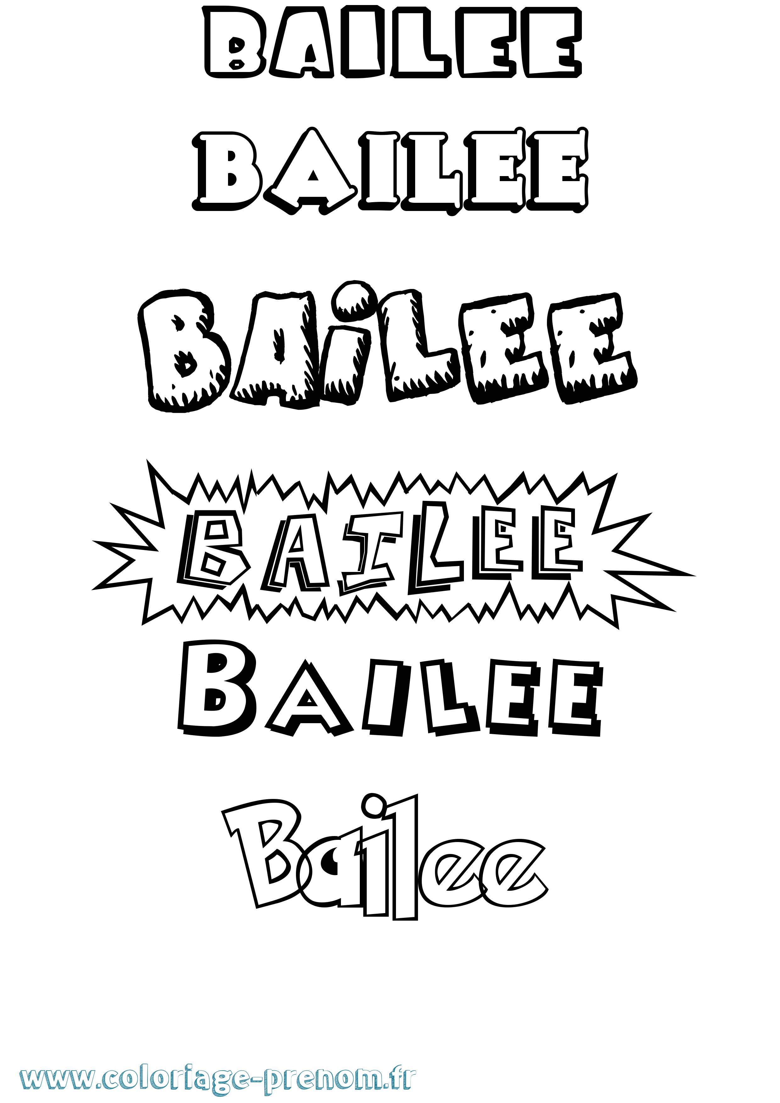 Coloriage prénom Bailee Dessin Animé