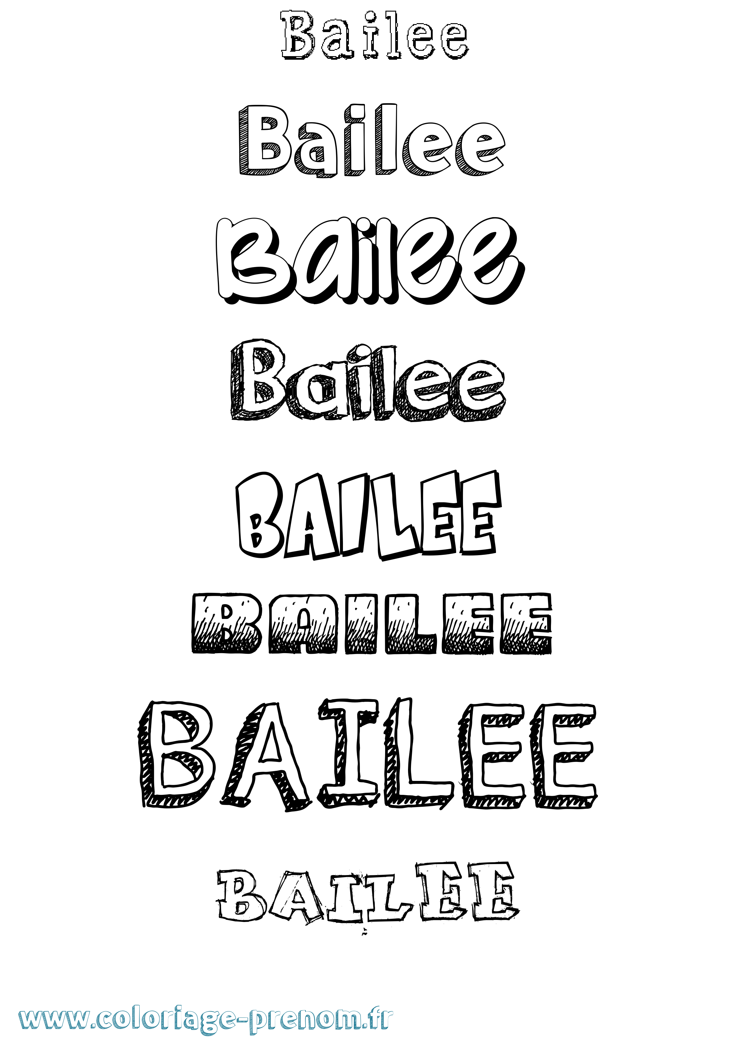 Coloriage prénom Bailee Dessiné