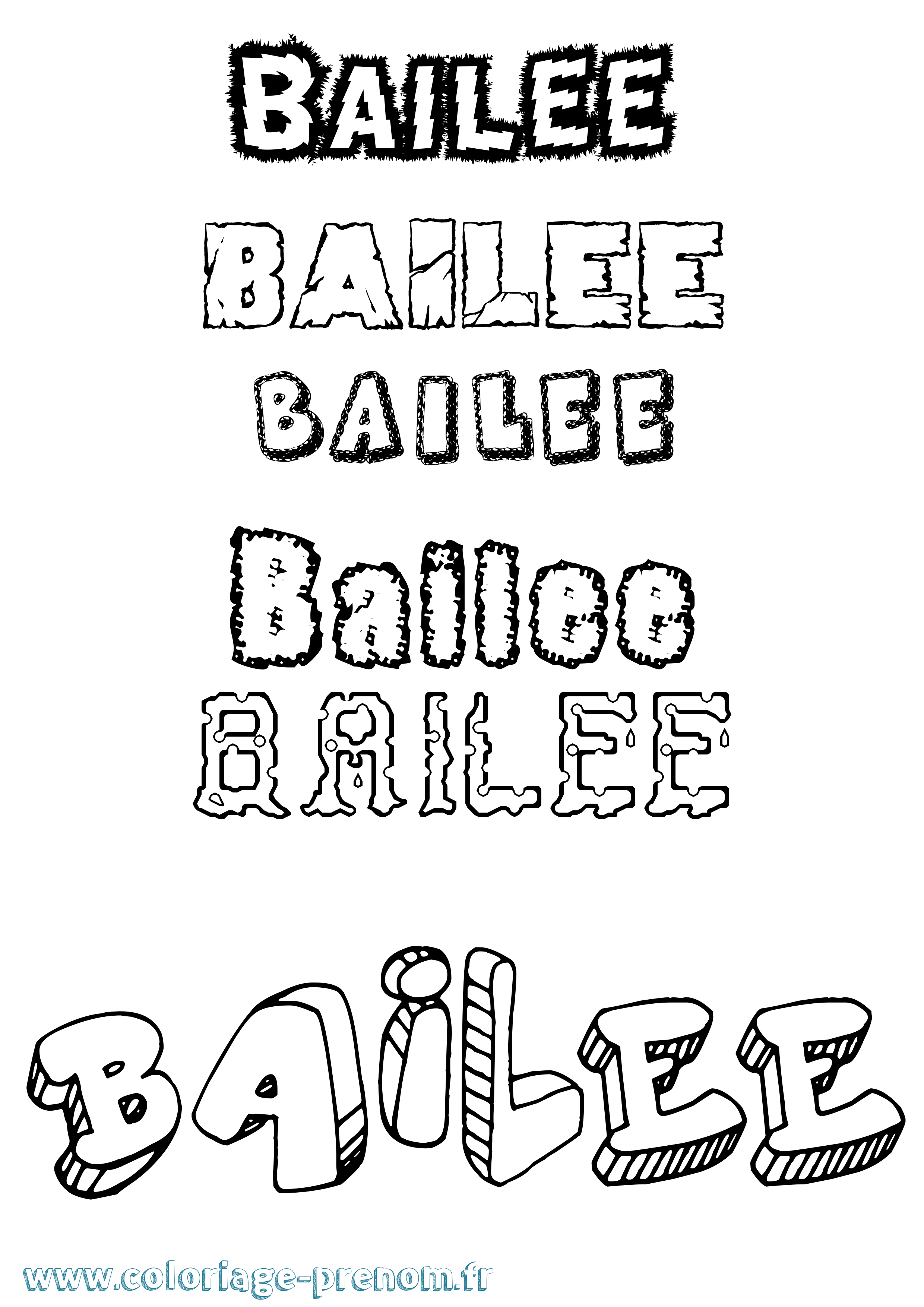 Coloriage prénom Bailee Destructuré