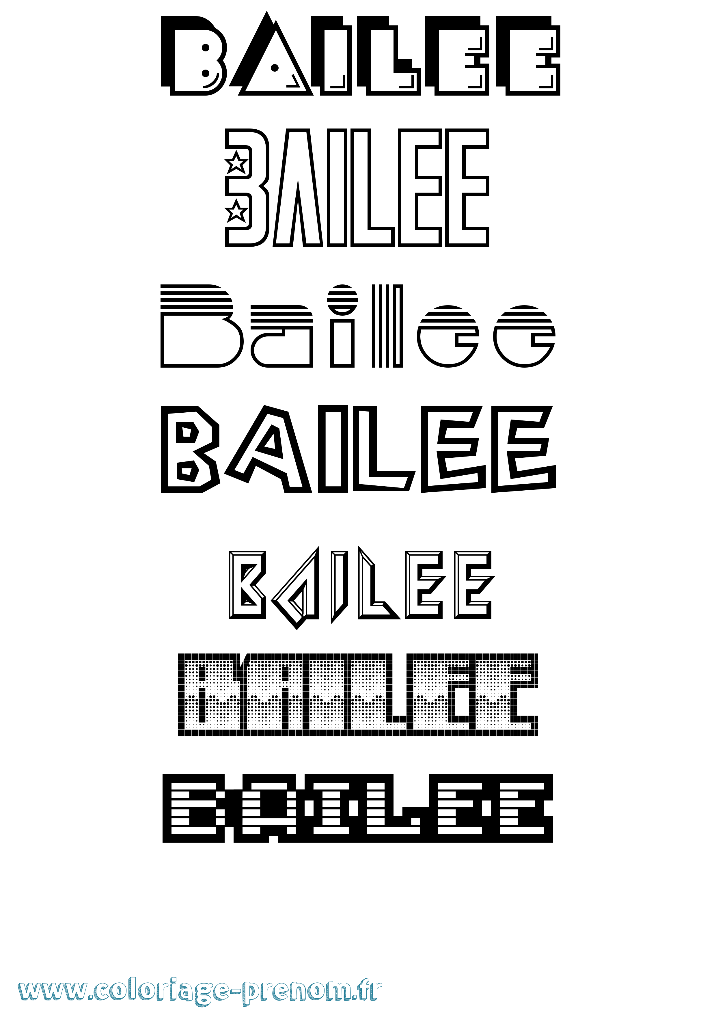 Coloriage prénom Bailee Jeux Vidéos