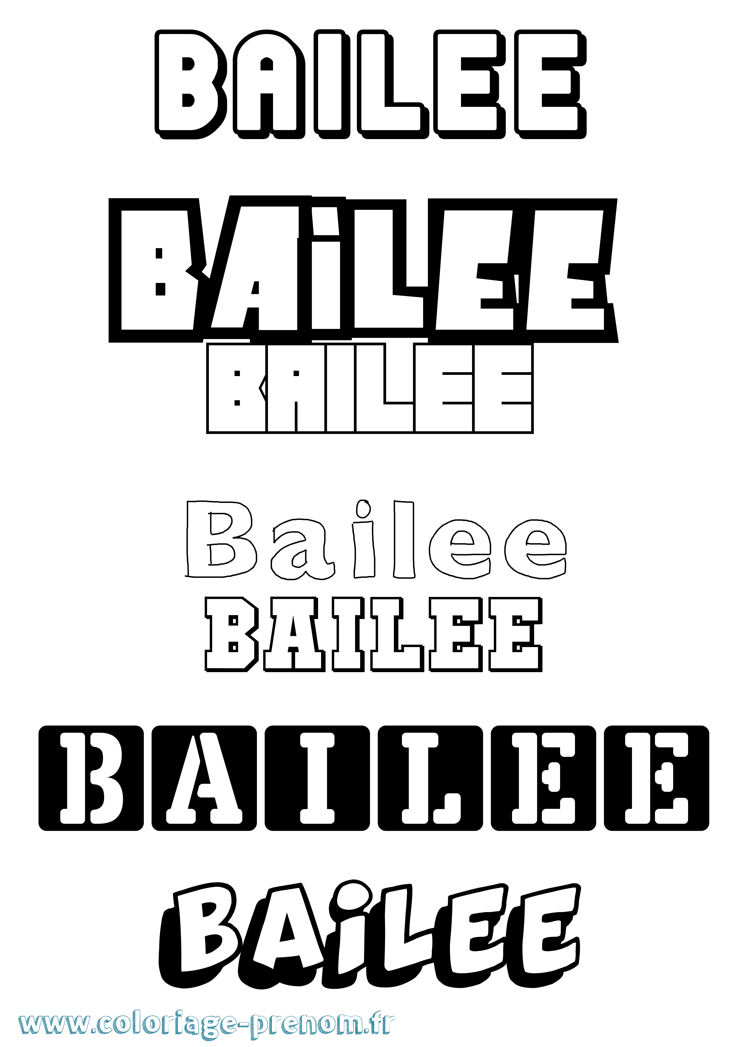 Coloriage prénom Bailee Simple