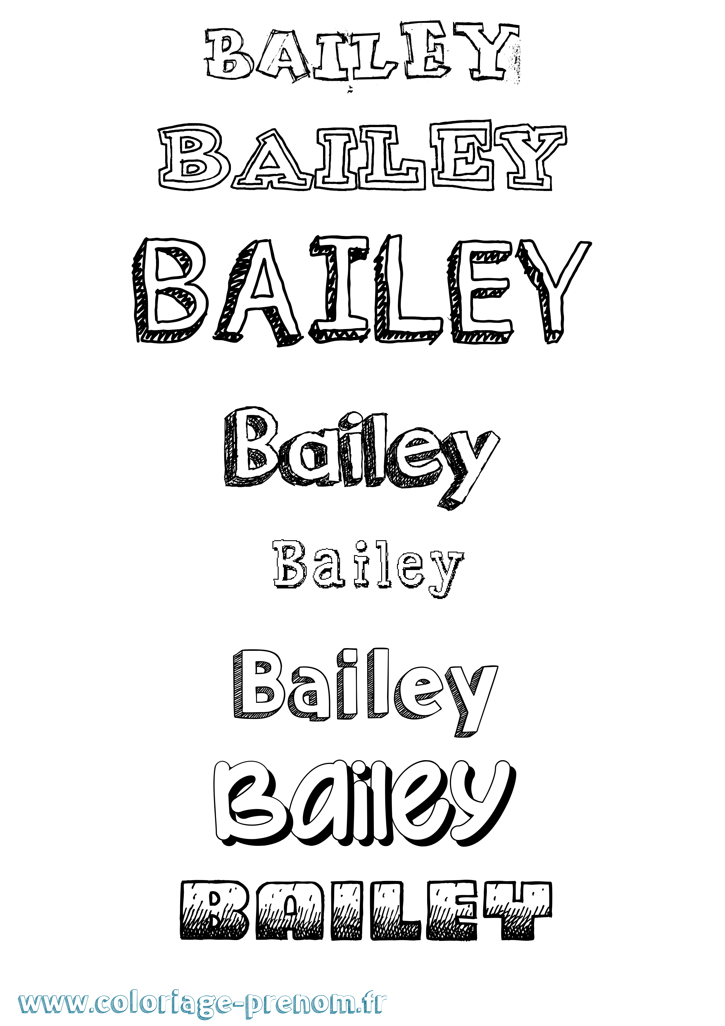 Coloriage Bailey Dessiné Coloriage prénom Bailey Dessiné