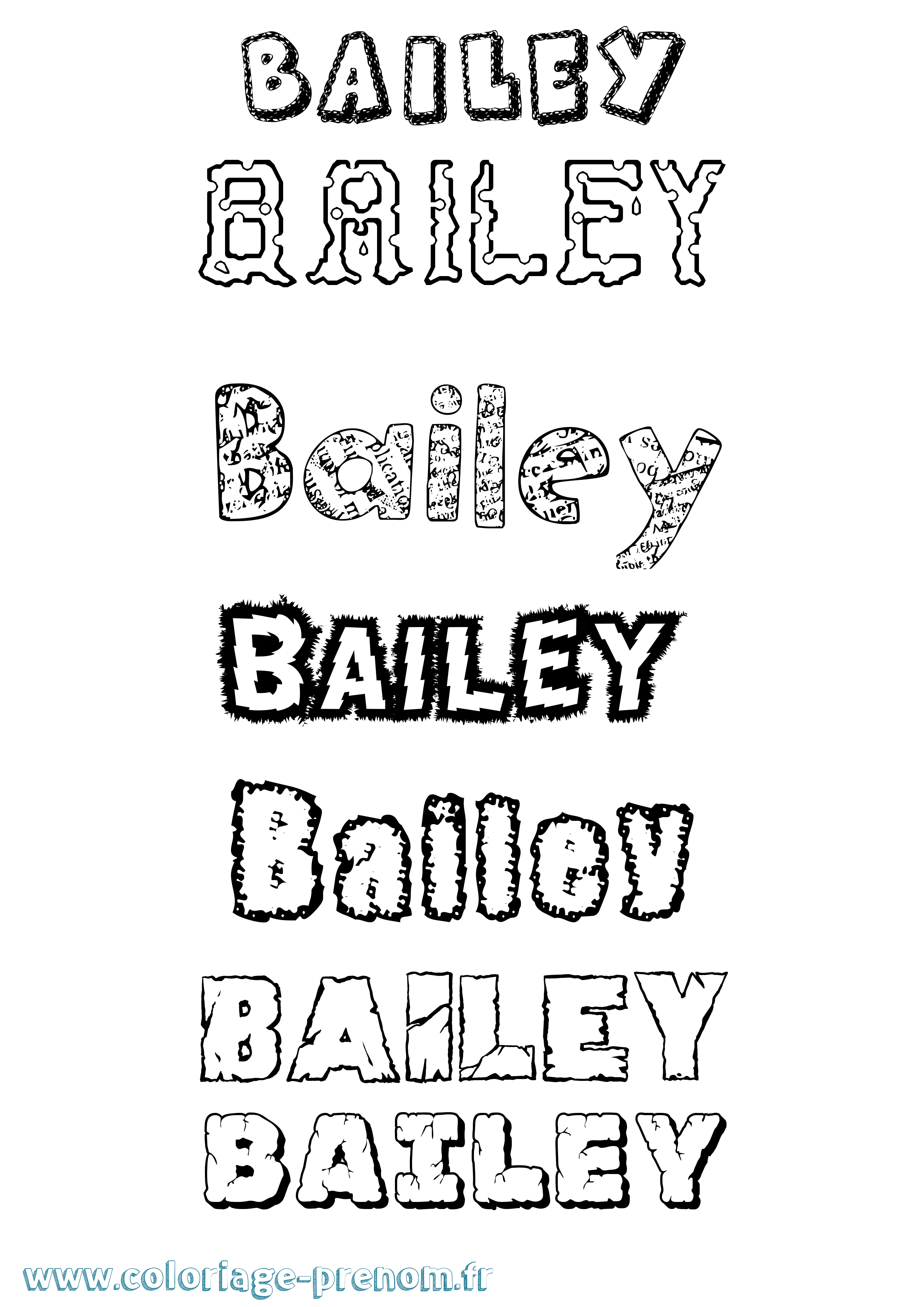 Coloriage Bailey Destructuré Coloriage prénom Bailey Destructuré