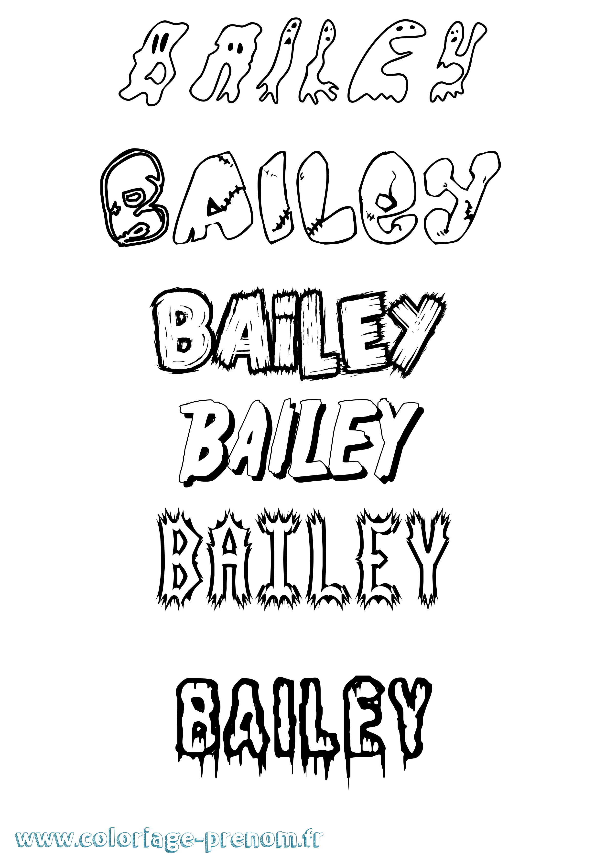 Coloriage Bailey Frisson Coloriage prénom Bailey Frisson