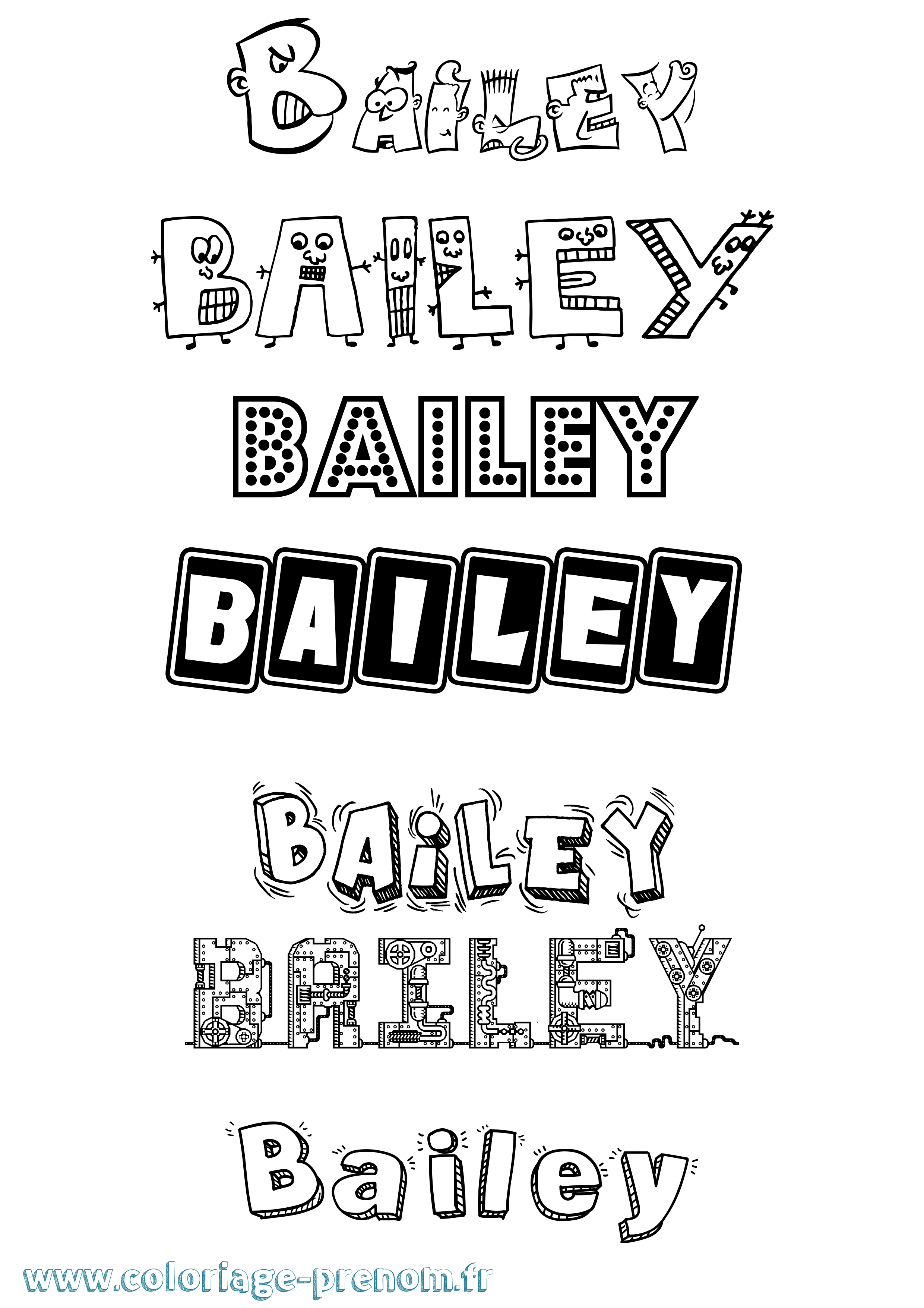 Coloriage Bailey Fun Coloriage prénom Bailey Fun