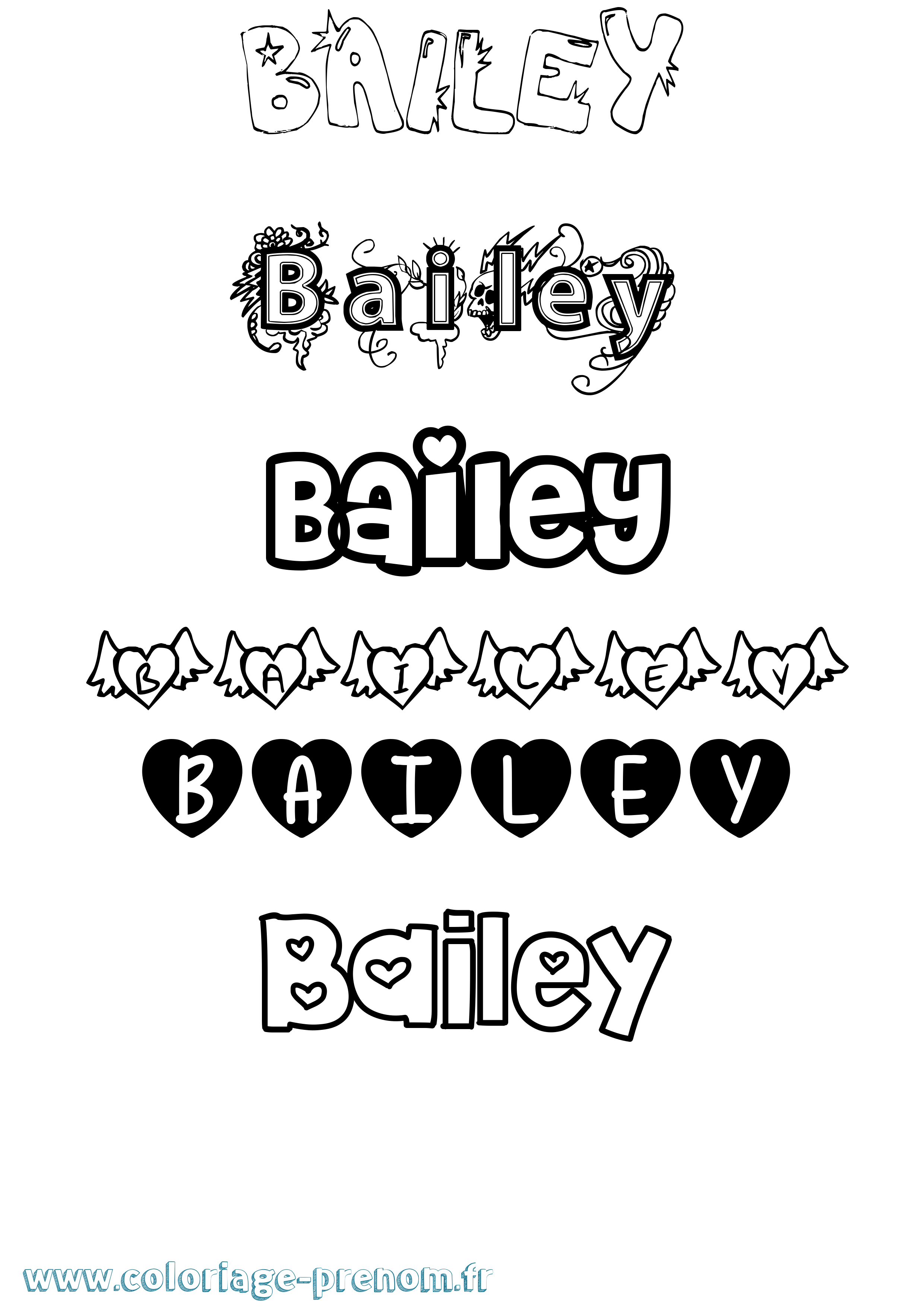 Coloriage Bailey Girly Coloriage prénom Bailey Girly