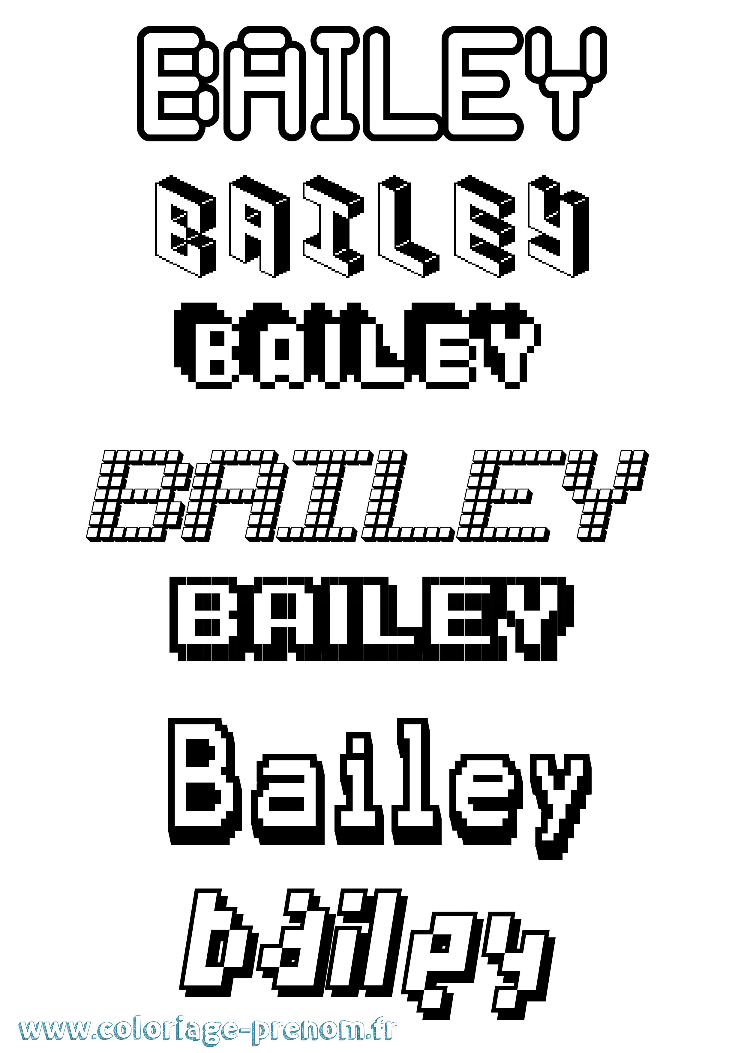 Coloriage Bailey Pixel Coloriage prénom Bailey Pixel