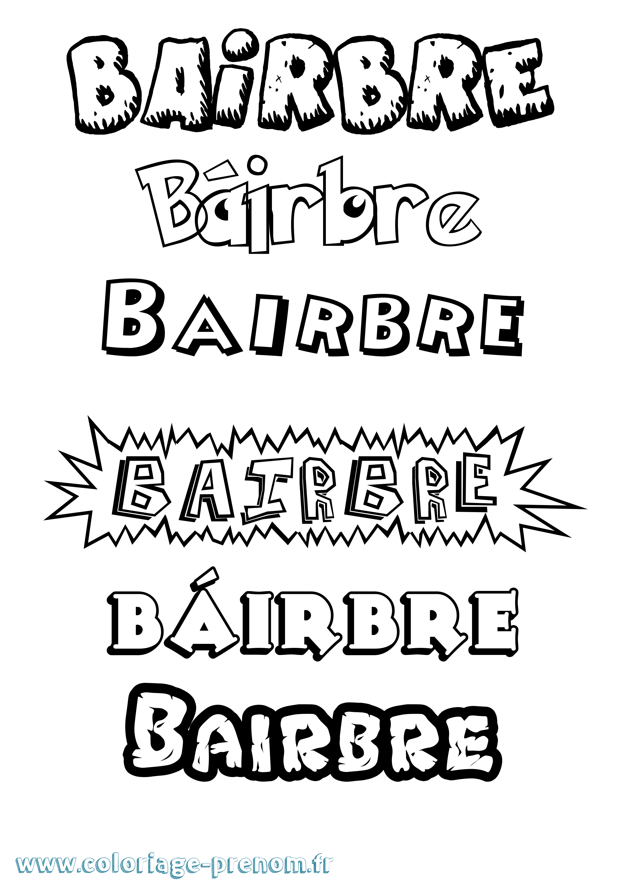 Coloriage Báirbre Dessin Animé Coloriage prénom Báirbre Dessin Animé