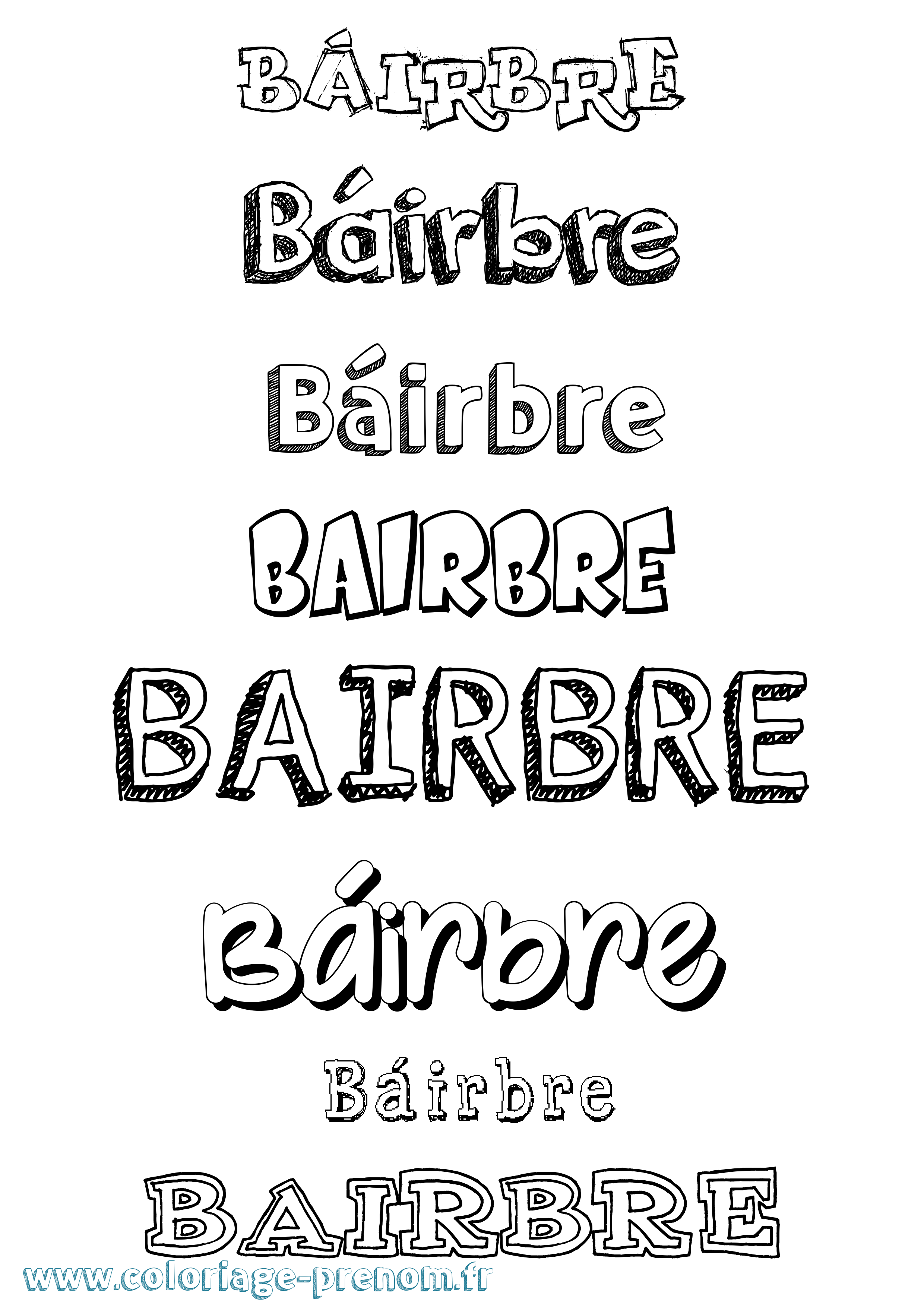 Coloriage prénom Báirbre Dessiné