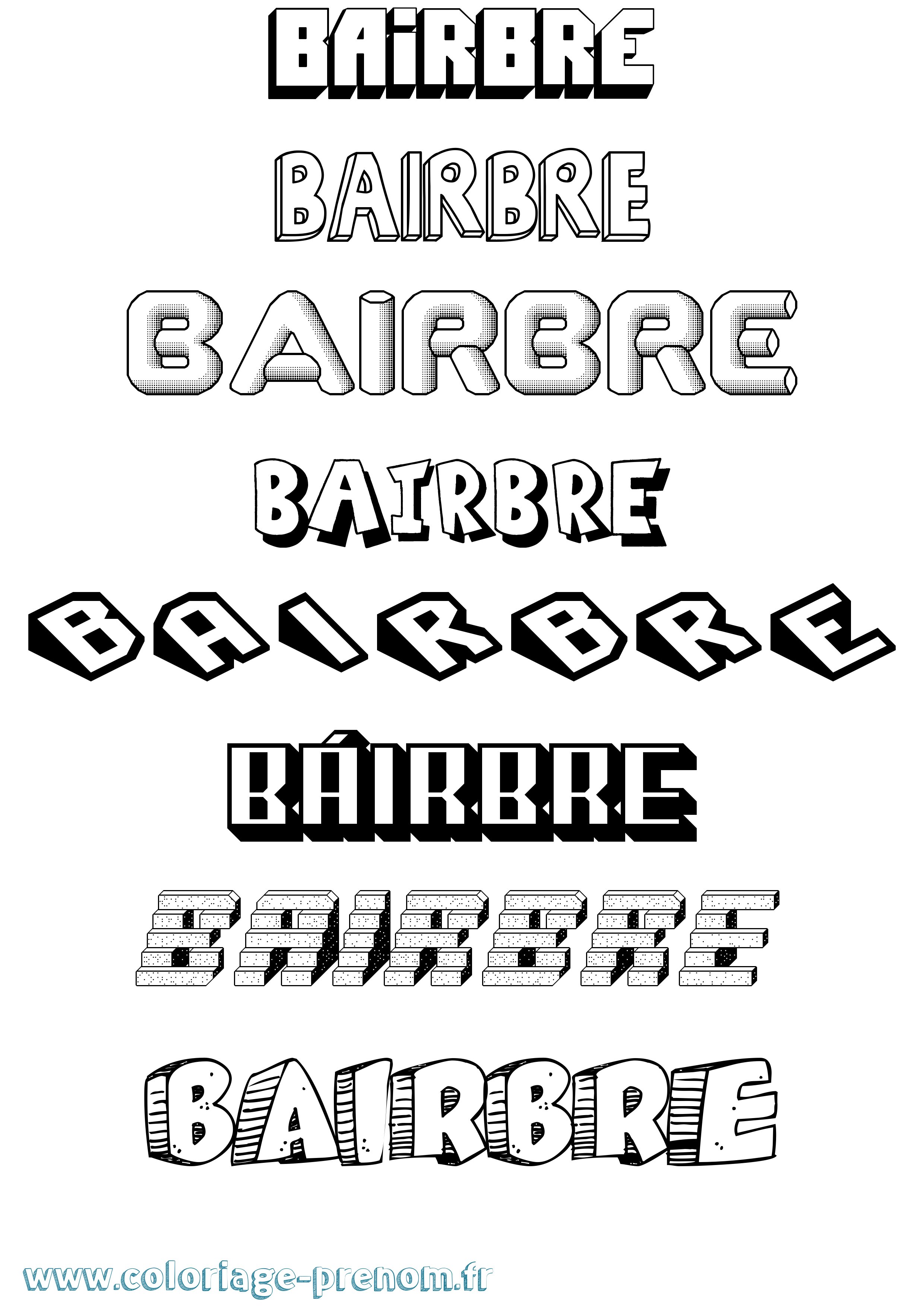 Coloriage Báirbre Effet 3D Coloriage prénom Báirbre Effet 3D