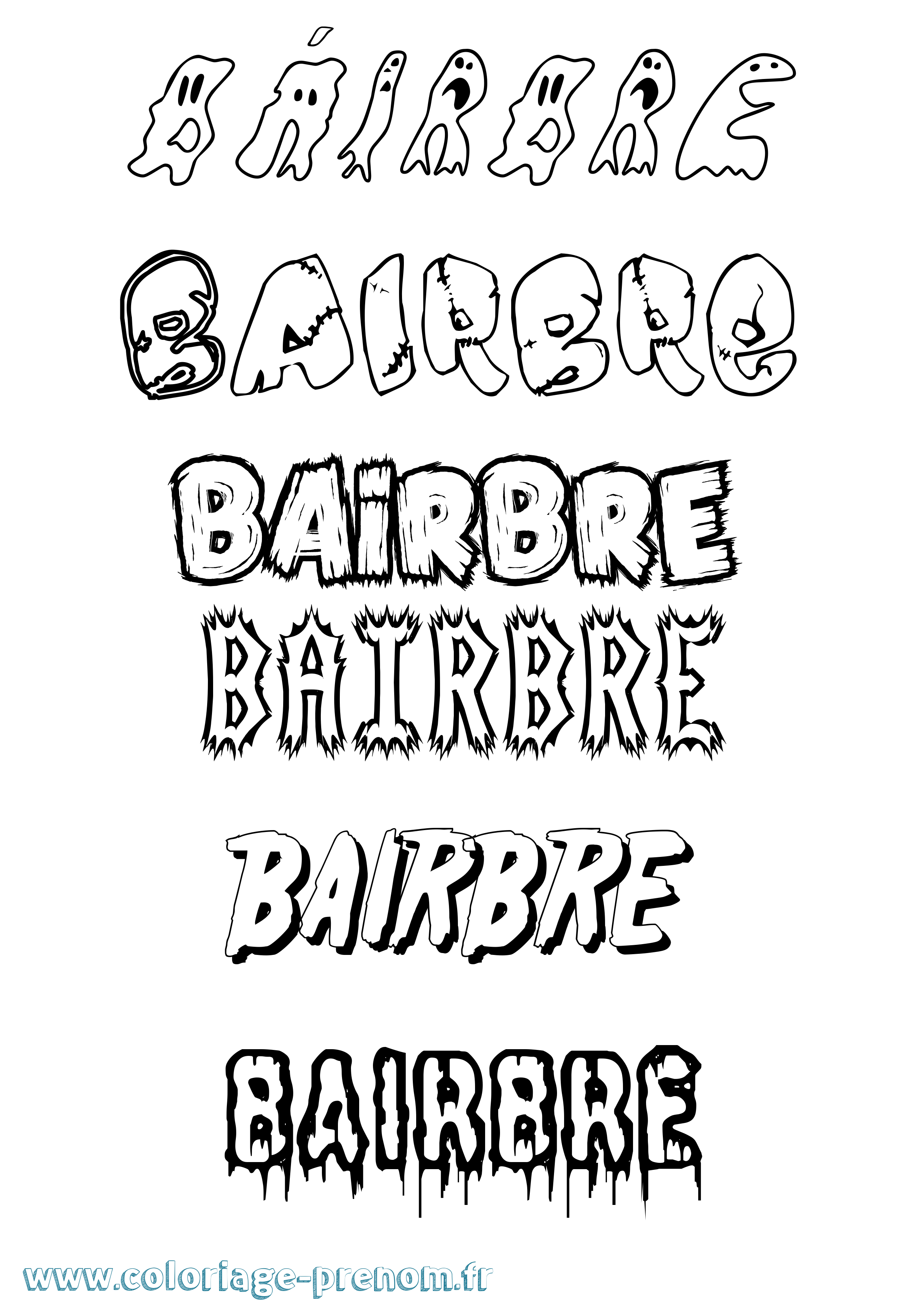 Coloriage Báirbre Frisson Coloriage prénom Báirbre Frisson