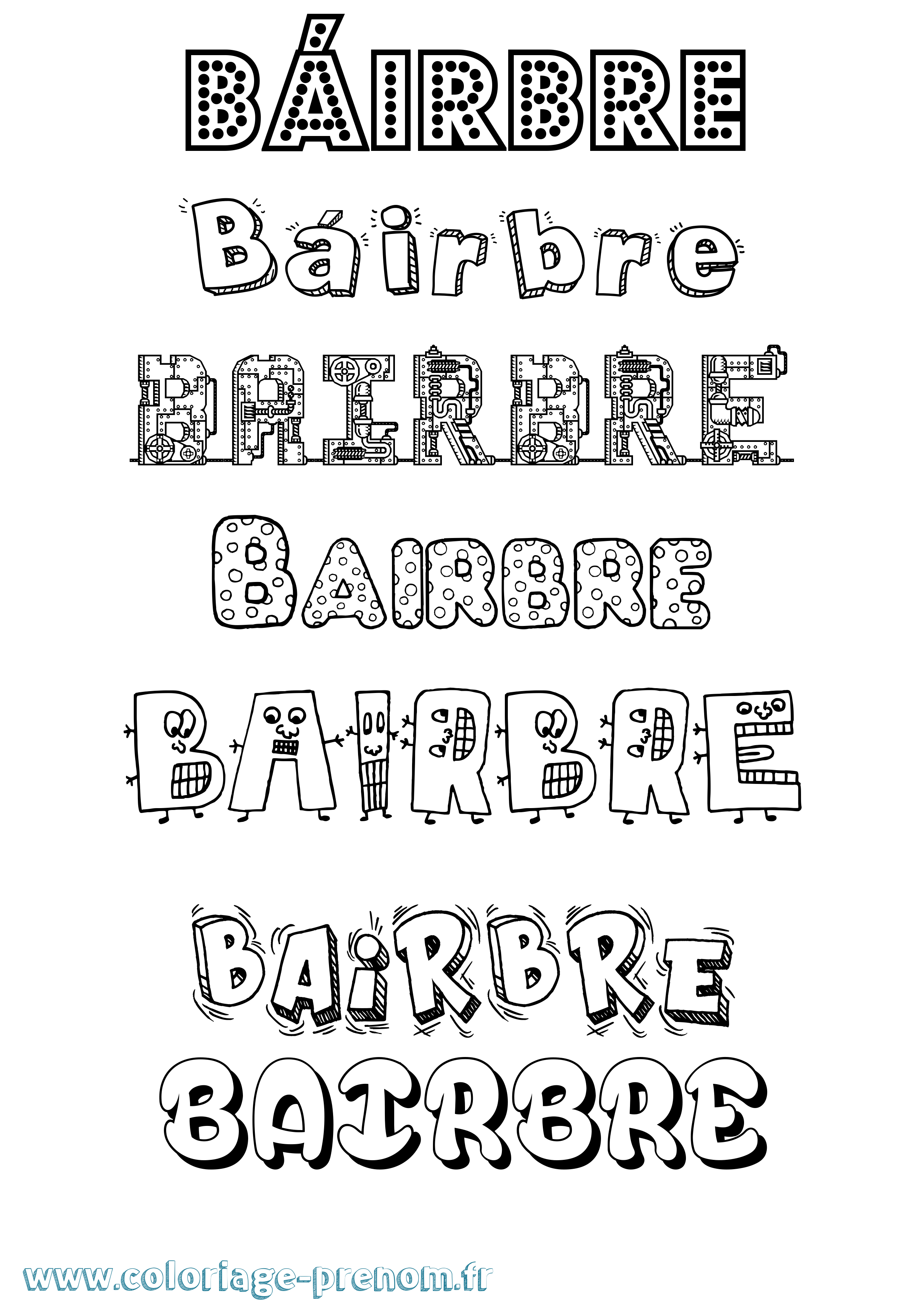Coloriage Báirbre Fun Coloriage prénom Báirbre Fun